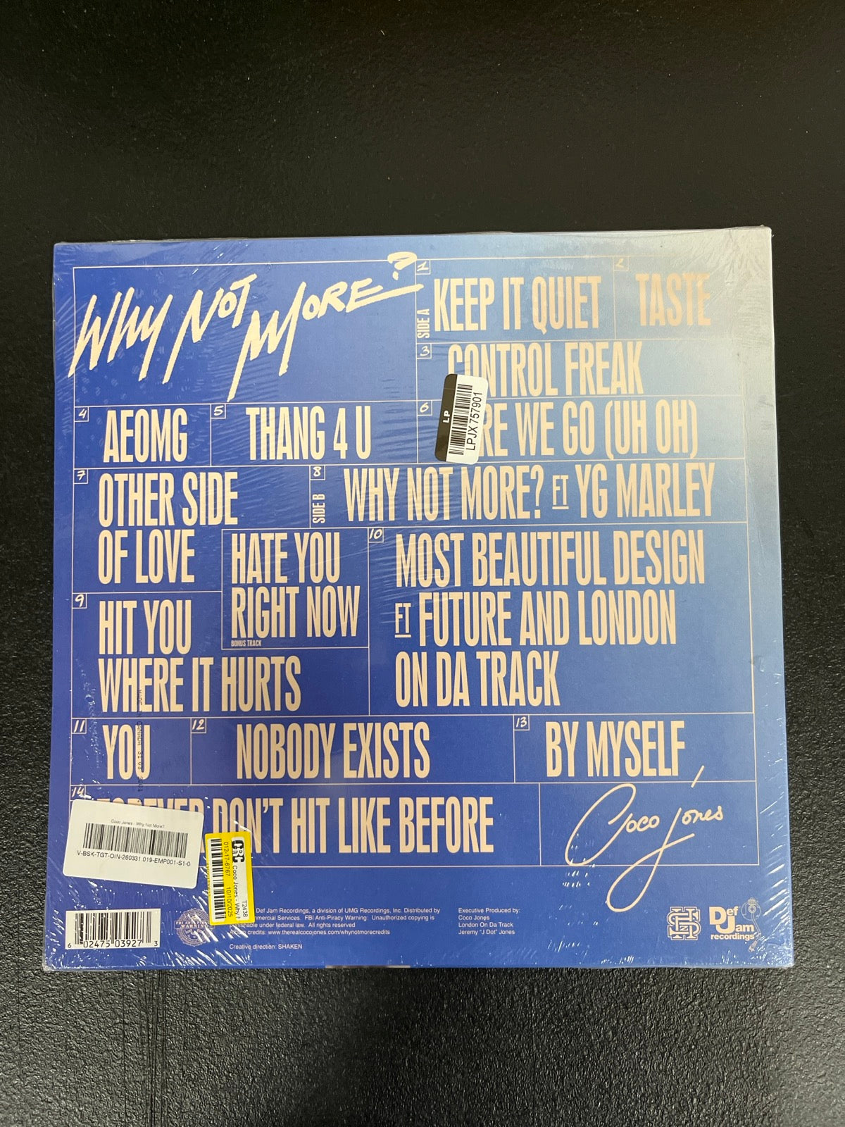 BACK - Coco Jones - Why Not More? LE Blue Vinyl SEALED NOT TESTED