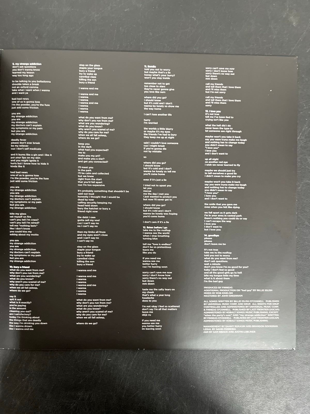 MISC_2 - Billie Eilish - WHEN WE ALL FALL ... LE Green Vinyl USED NOT TESTED