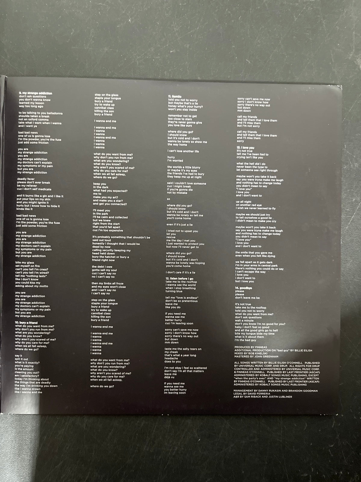 MISC_2 - Billie Eilish - WHEN WE ALL FALL ... LE Green Vinyl USED NOT TESTED