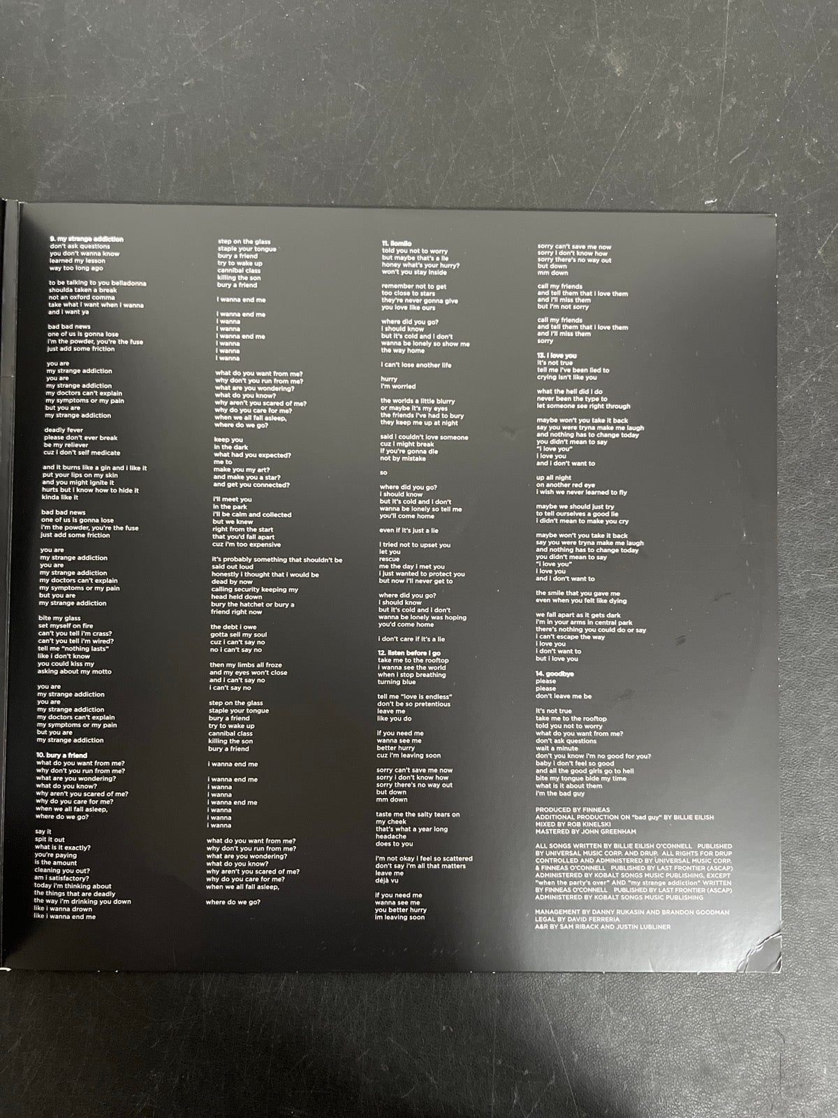 MISC_2 - Billie Eilish - WHEN WE ALL FALL ... LE Green Vinyl USED NOT TESTED