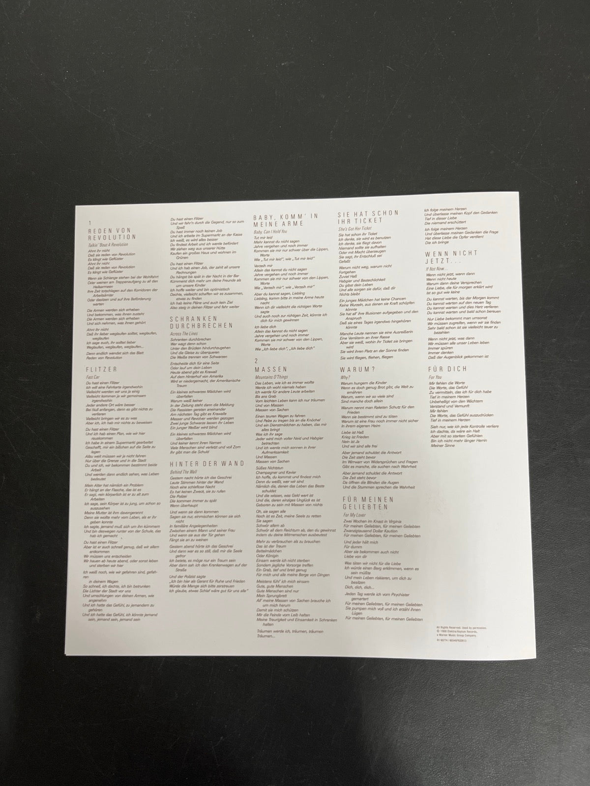 MISC_4 - Chapman - Tracy Chapman Reissue Etched 180 Gram Remastered Vinyl USED NOT TESTED