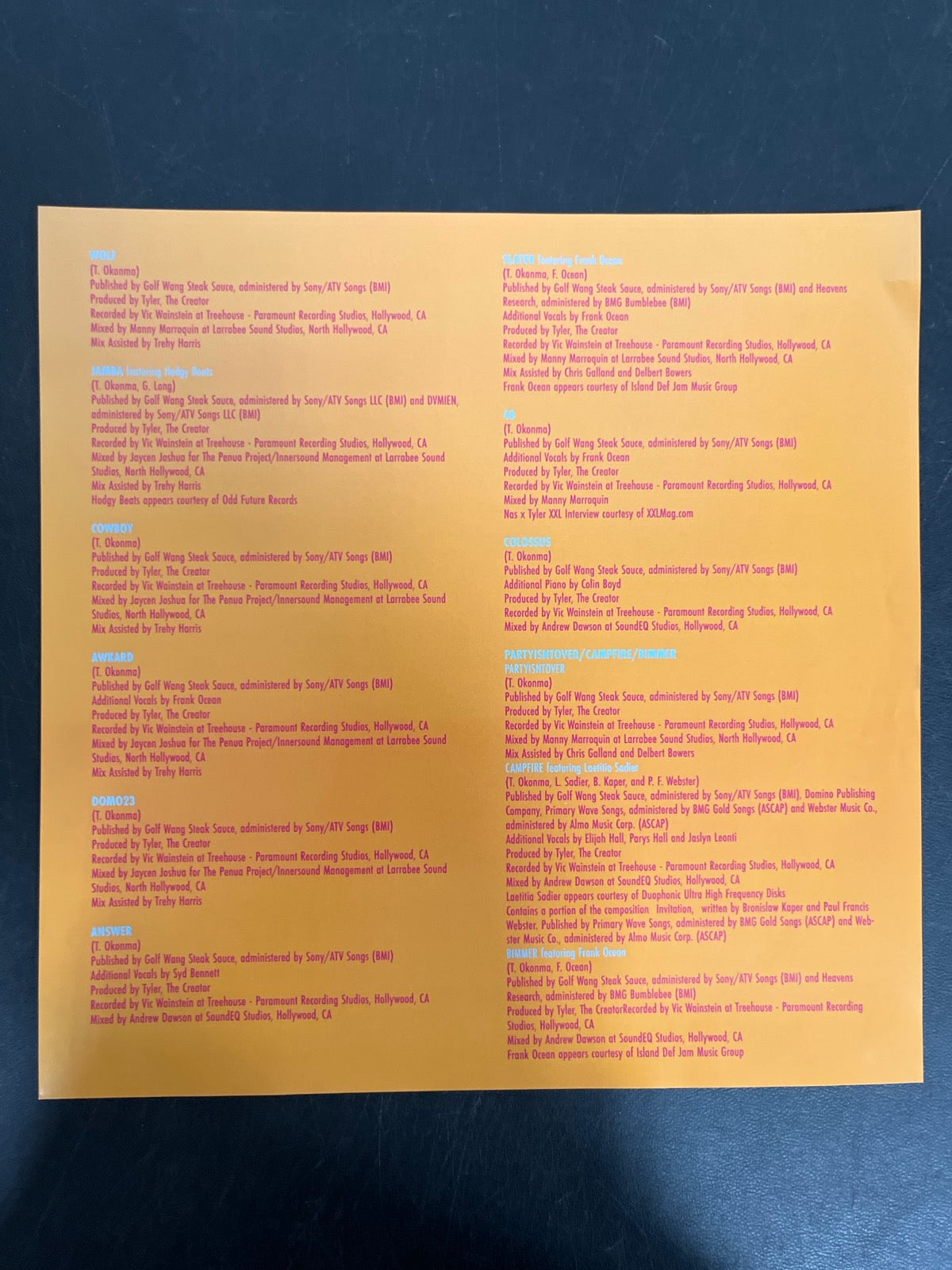 MISC_4 - Tyler, The Creator - Wolf LE Pink Vinyl USED NOT TESTED
