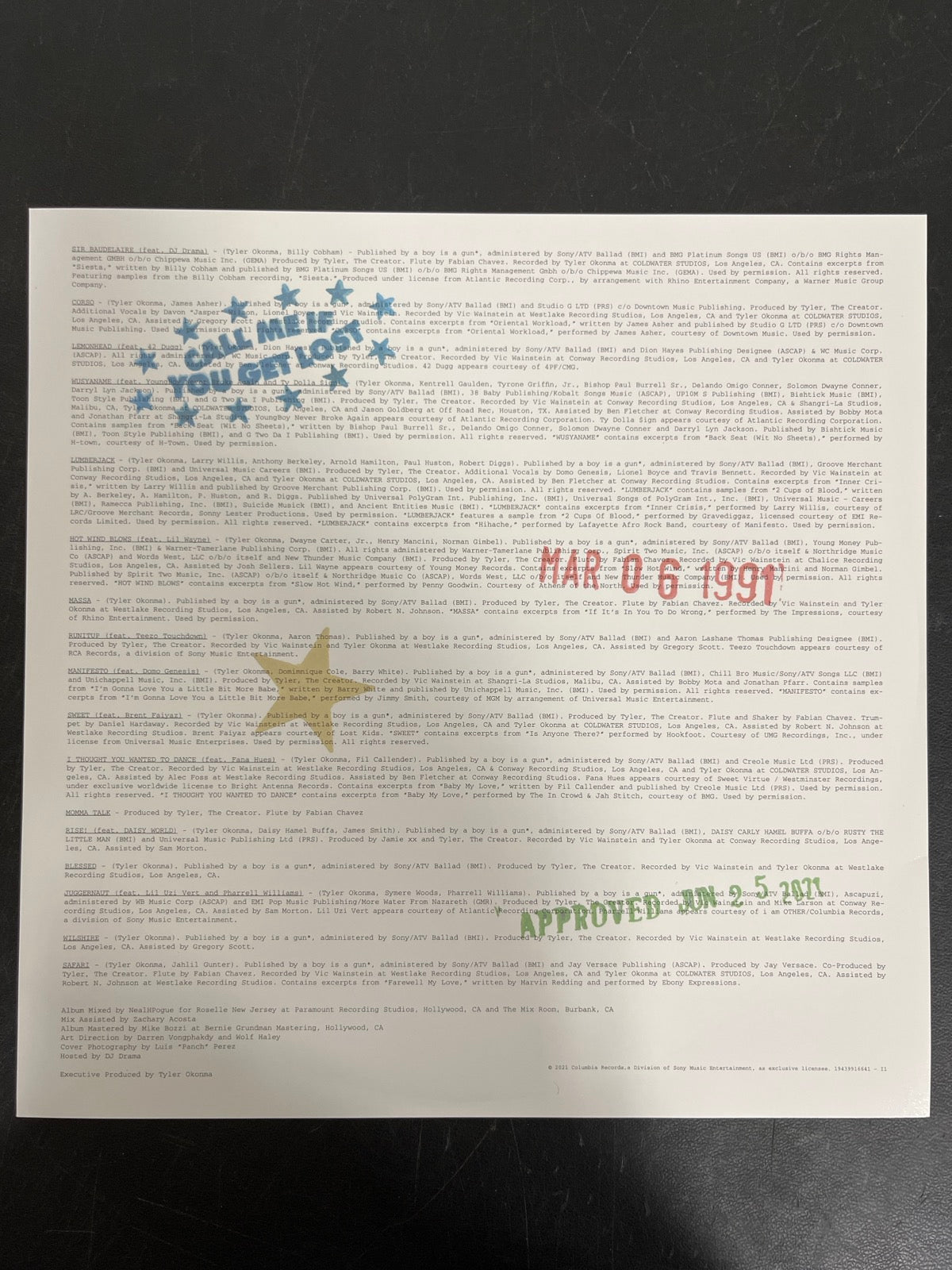 MISC_4 - Tyler, The Creator - Call Me If You ... Target Exclusive Vinyl USED NOT TESTED