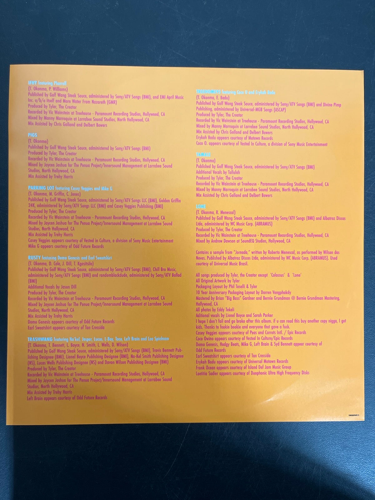 MISC_4 - Tyler, The Creator - Wolf LE Pink Vinyl USED NOT TESTED