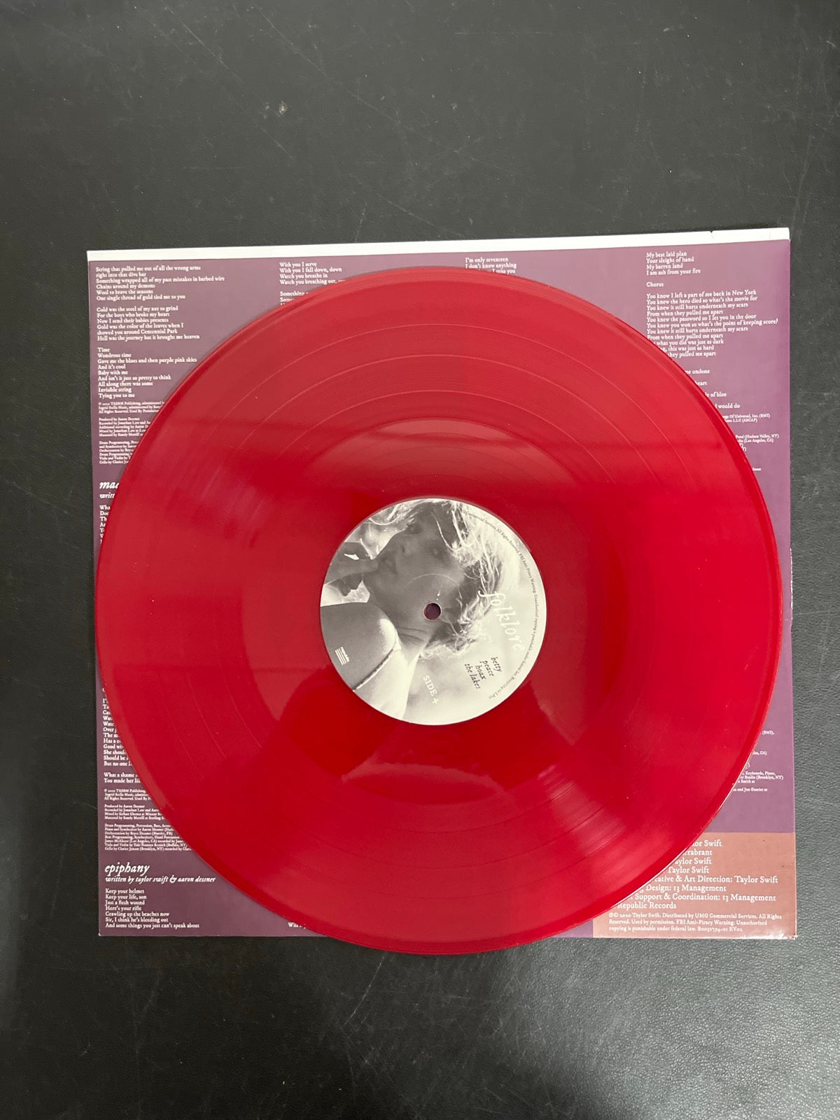 VINYL_2D - Taylor Swift - Folklore LE Red Etched Vinyl USED NOT TESTED