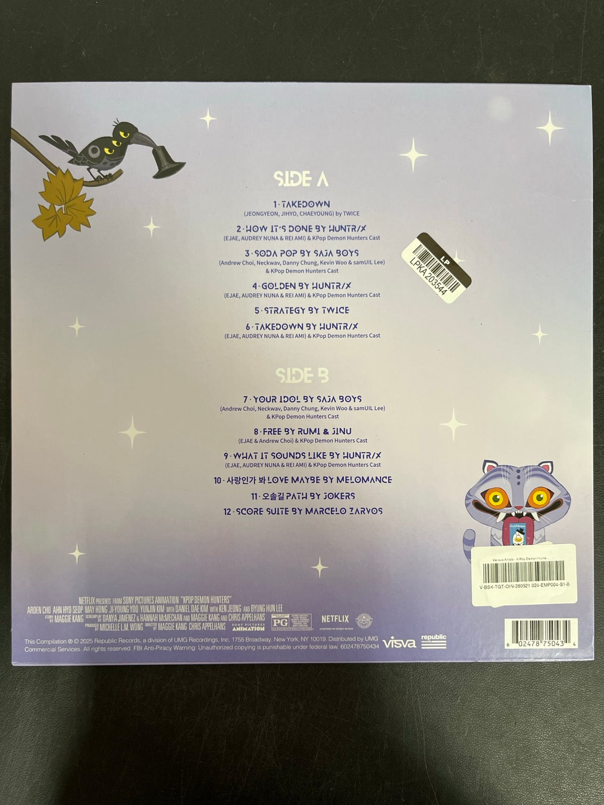 BACK - K-Pop Demon Hunters OST... Target Exclusive Violet Vinyl USED NOT TESTED
