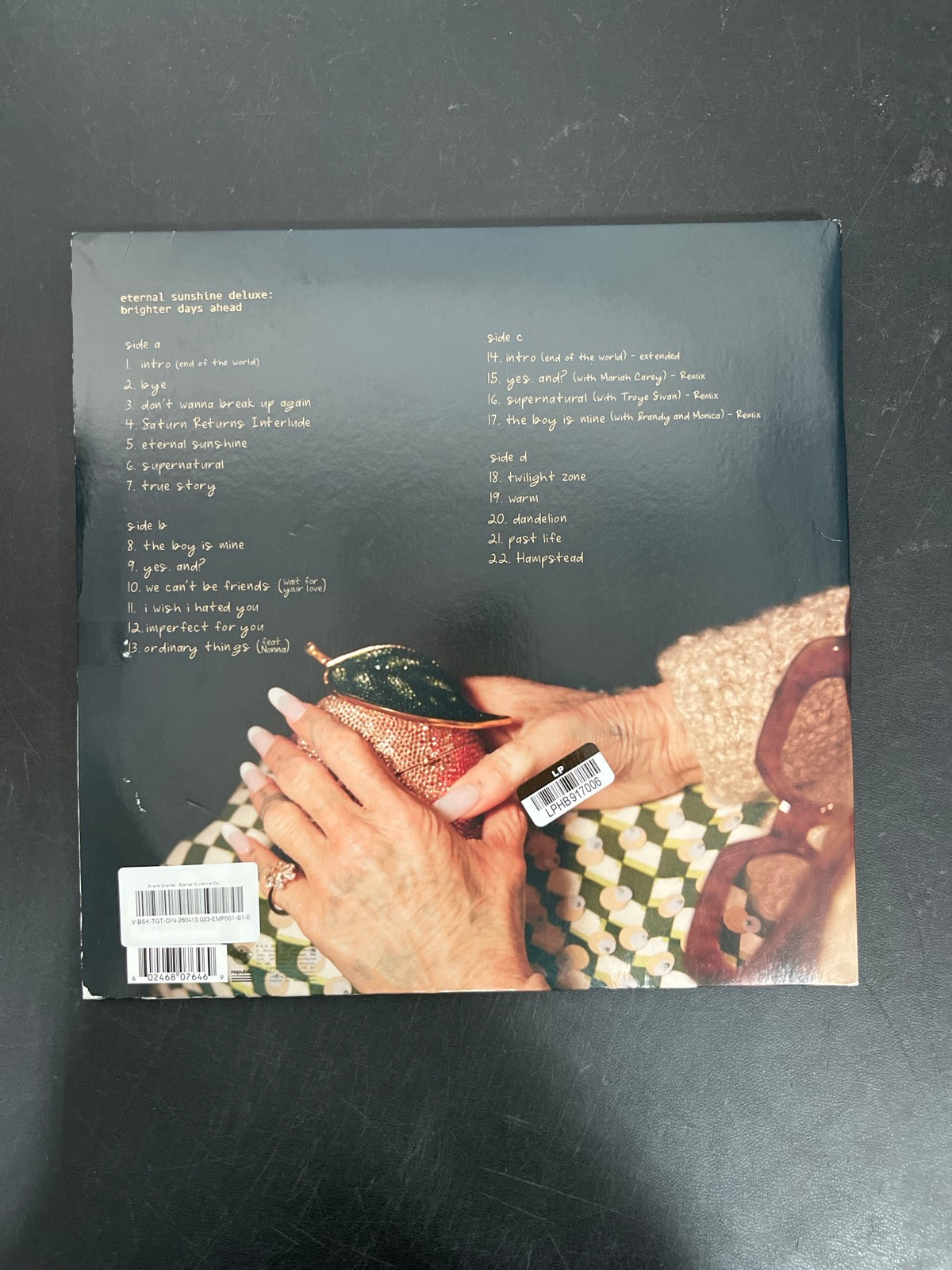 BACK - Ariana Grande - Eternal Sunshine ... Clear Vinyl USED NOT TESTED