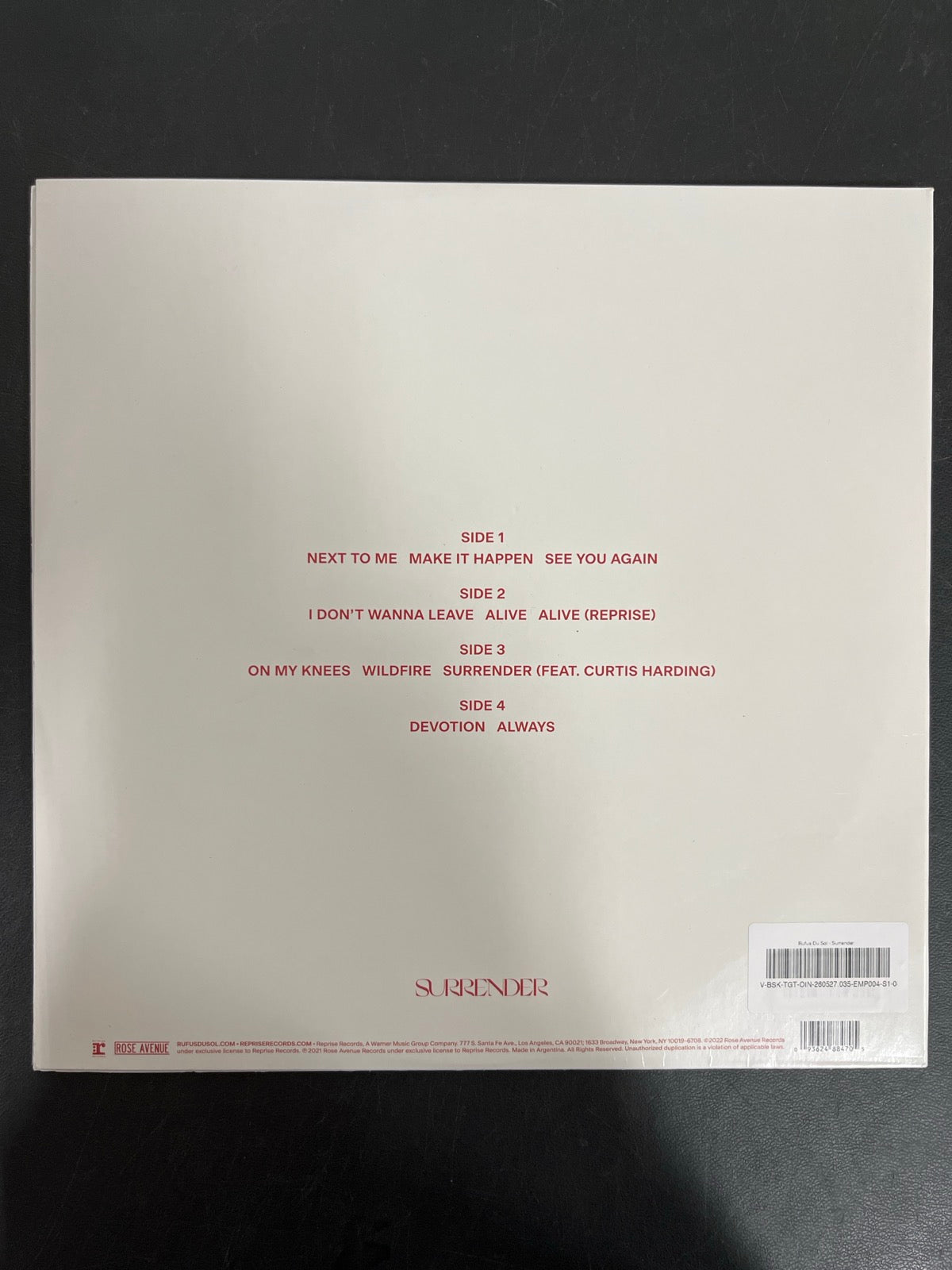 BACK - RÜFÜS DU SOL - Surrender LE Red Vinyl USED NOT TESTED