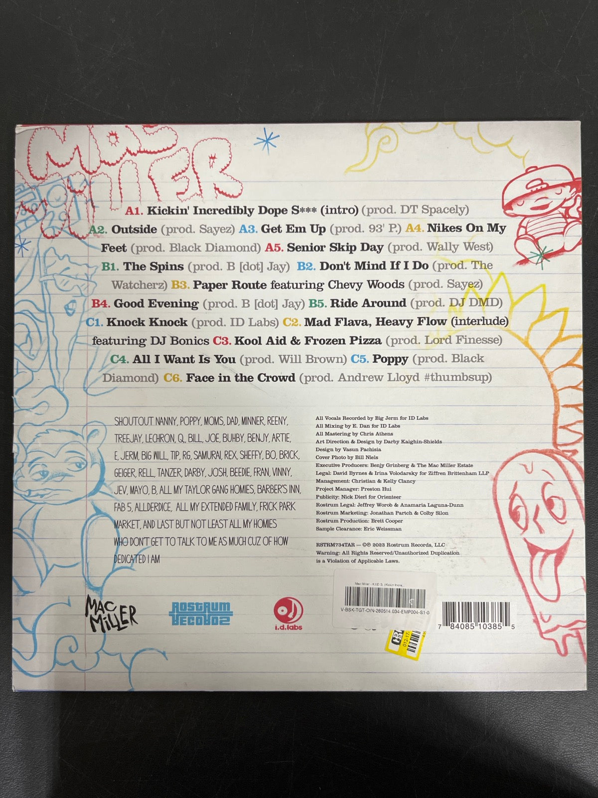 BACK - Mac Miller - K.I.D.S. LE Blue / Red / Yellow Vinyl USED NOT TESTED