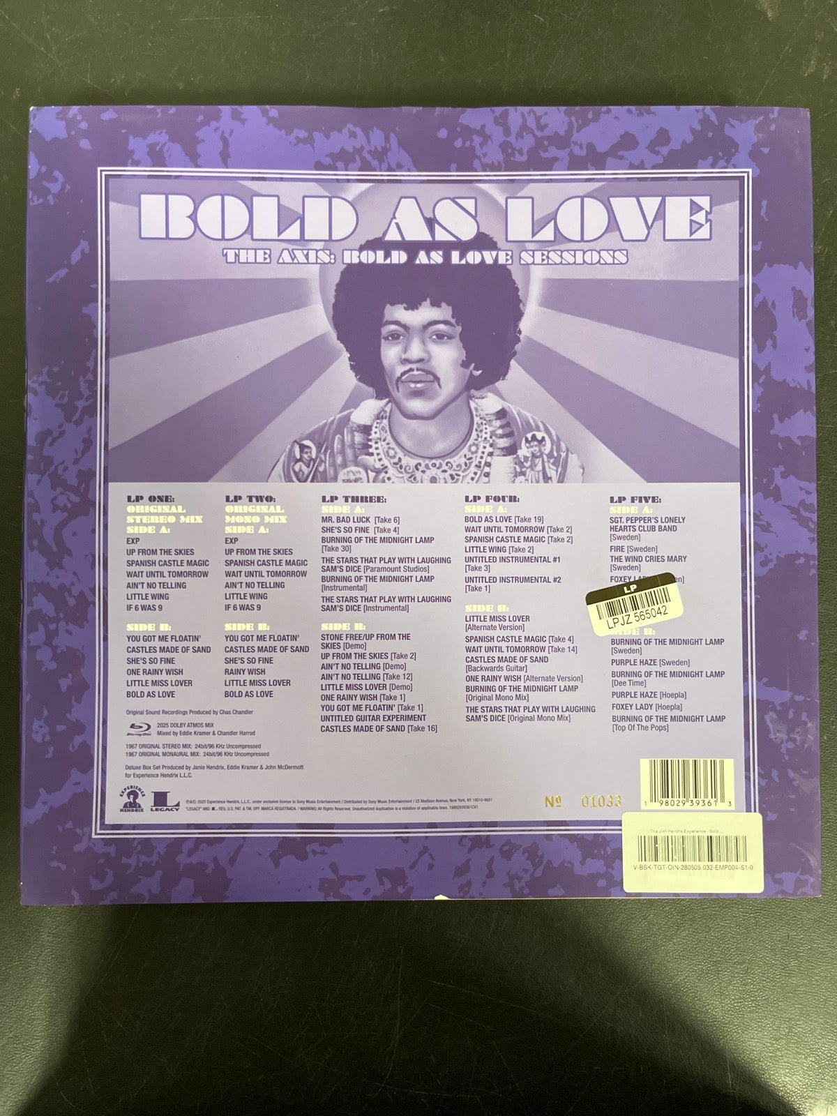 BACK - The Jimi Hendrix Experience - Bold as Love Deluxe Ed. #01033 USED NOT TESTED