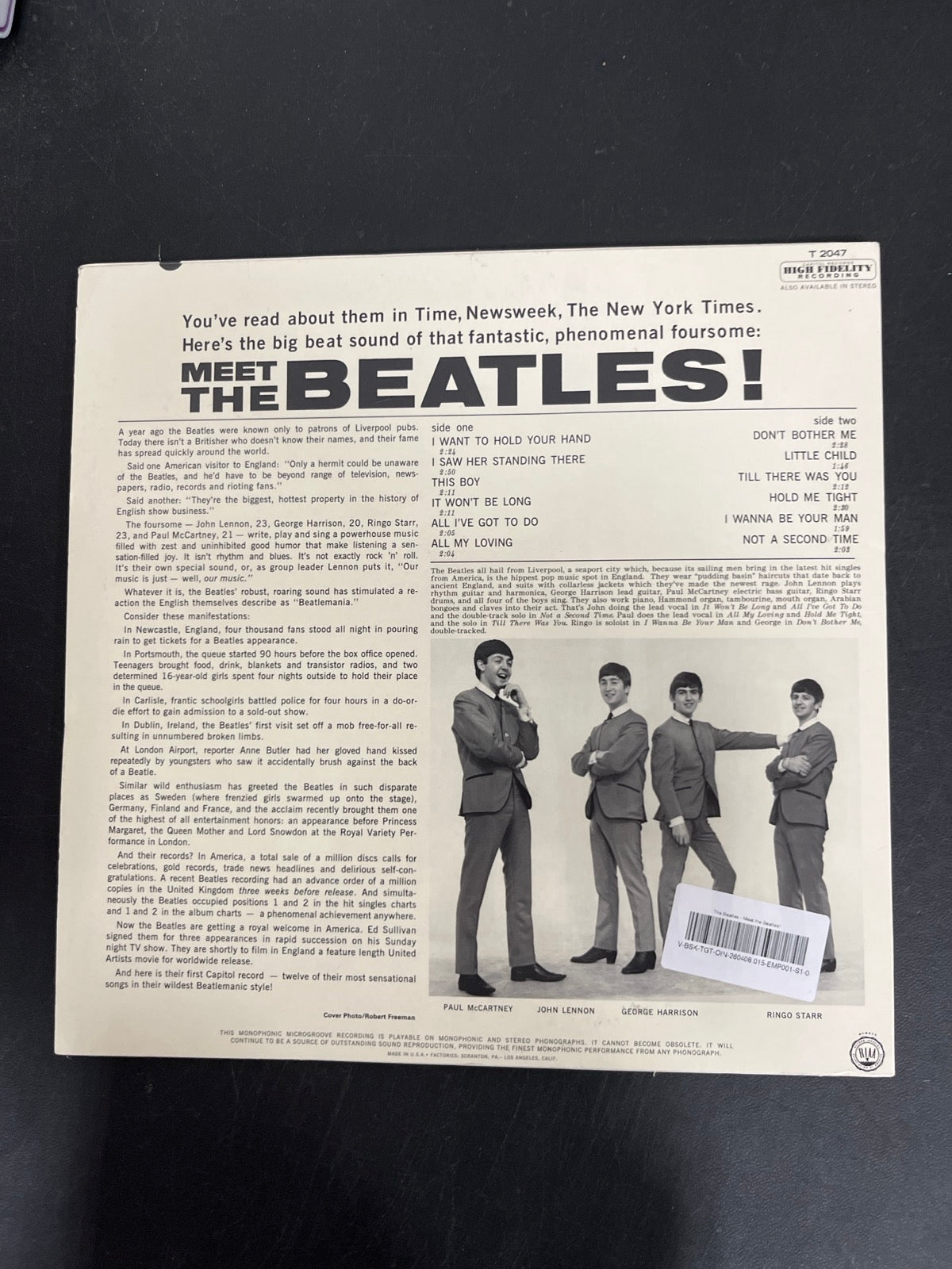 BACK - The Beatles - Meet The Beatles! 180gm Blue Vinyl USED NOT TESTED