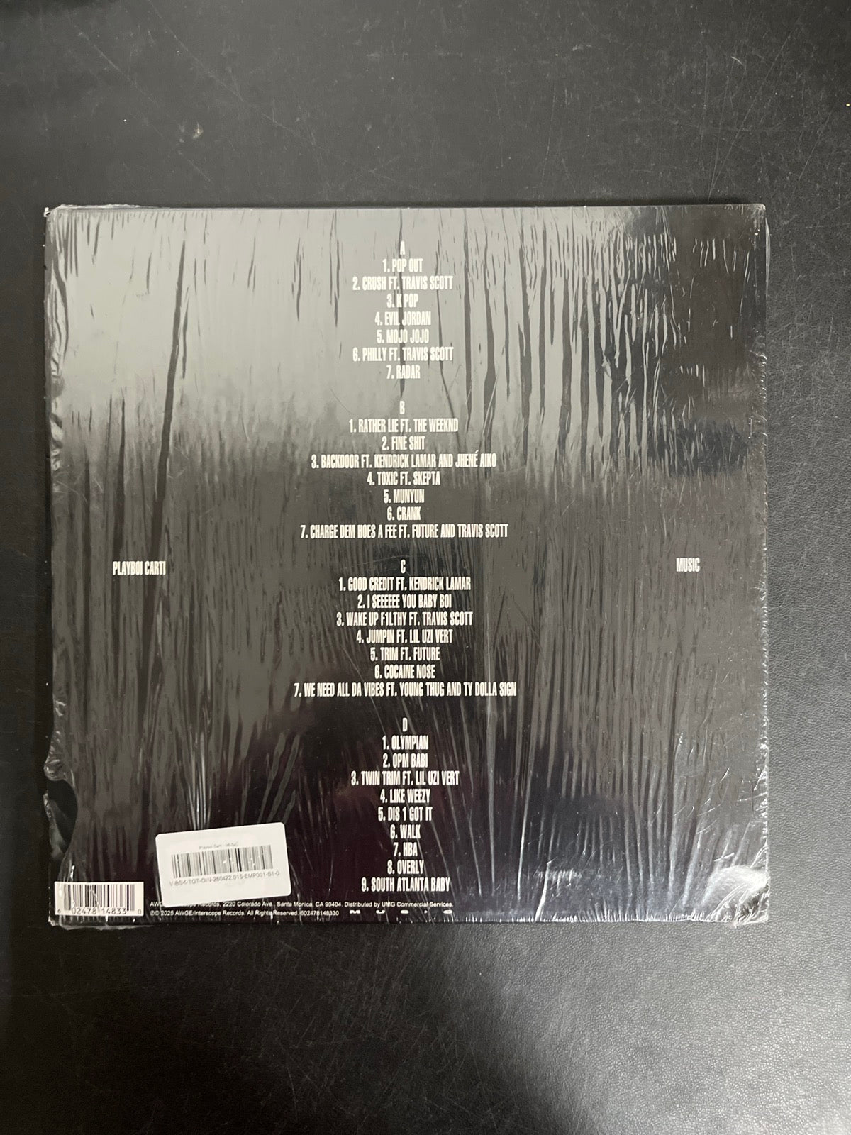 BACK - Playboi Carti - Music Parental Advisory Vinyl USED NOT TESTED