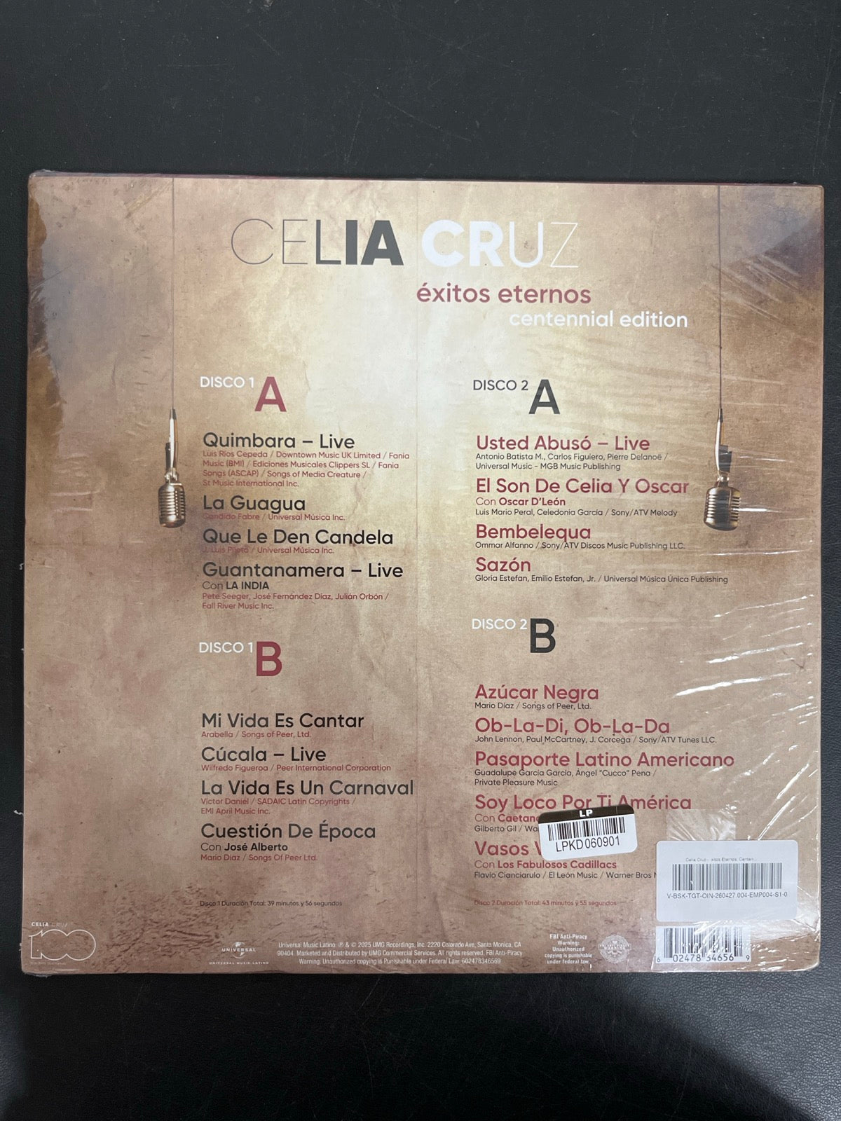 BACK - Celia Cruz - Éxitos Eternos: Centenn ... LE Cherry Marble Vinyl USED NOT TESTED