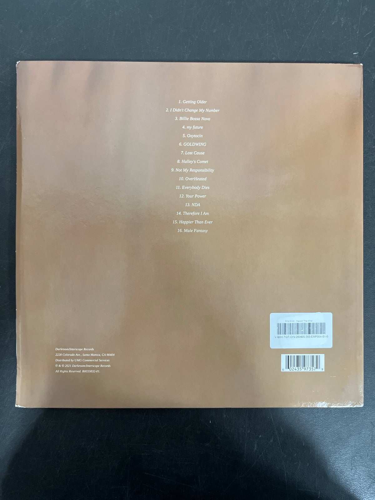 BACK - Billie Eilish - Happier Than Ever LE Light Blue Etched Vinyl USED NOT TESTED