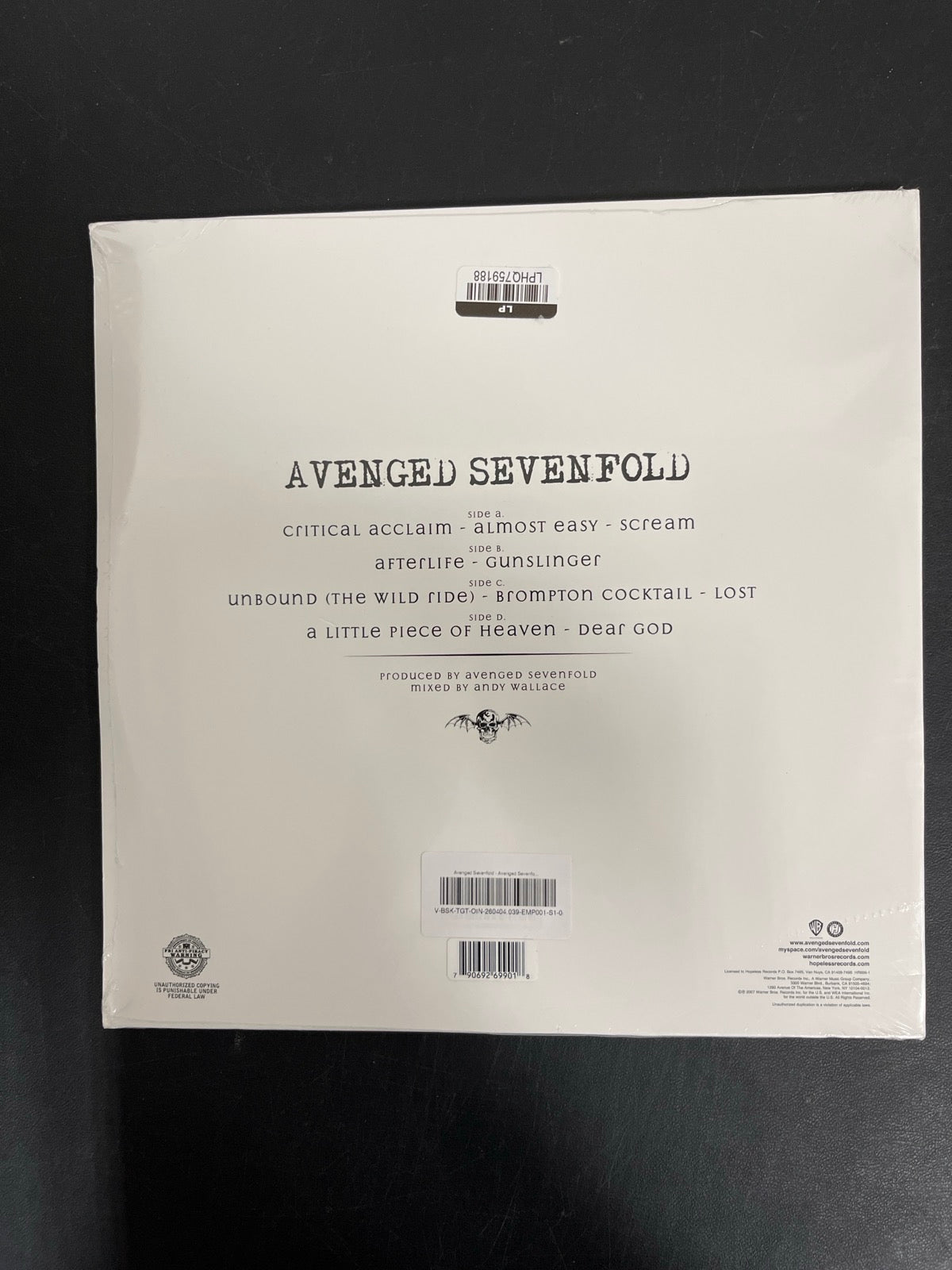 BACK - Avenged Sevenfold - Avenged Sevenfold Reissue Red Vinyl SEALED NOT TESTED