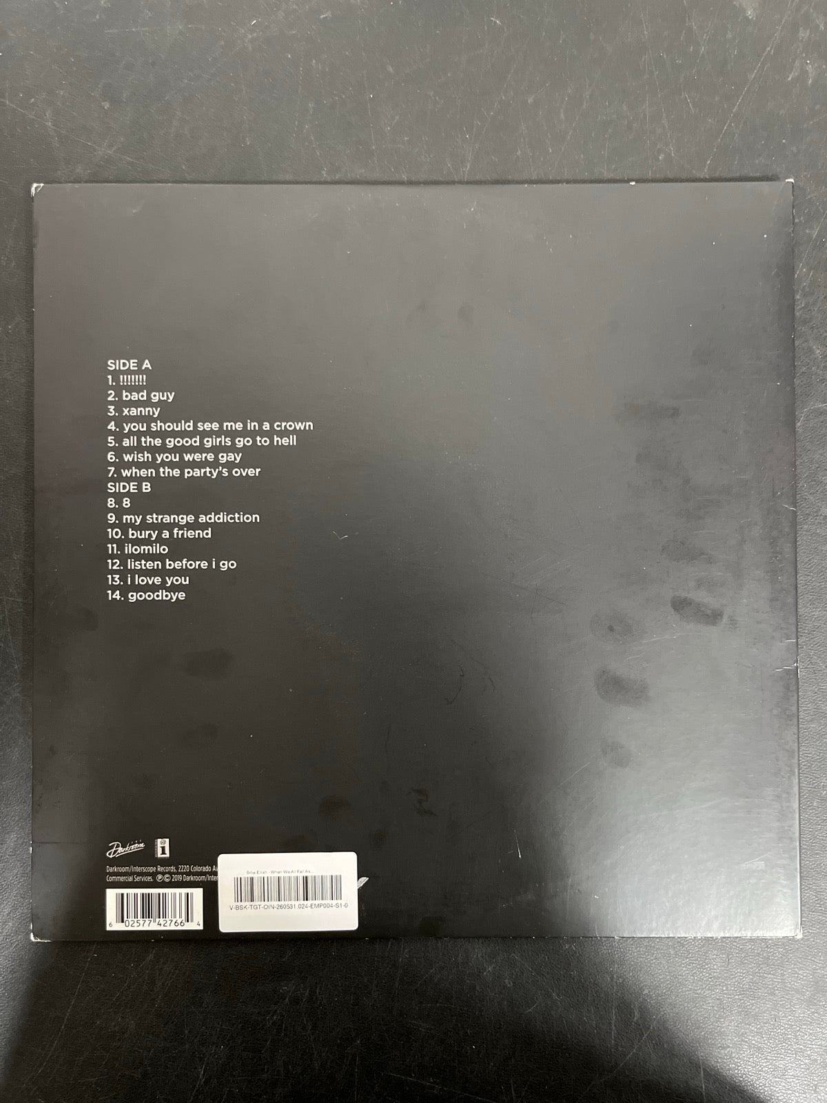 BACK - Billie Eilish - WHEN WE ALL FALL ... LE Orange Cream Vinyl USED NOT TESTED