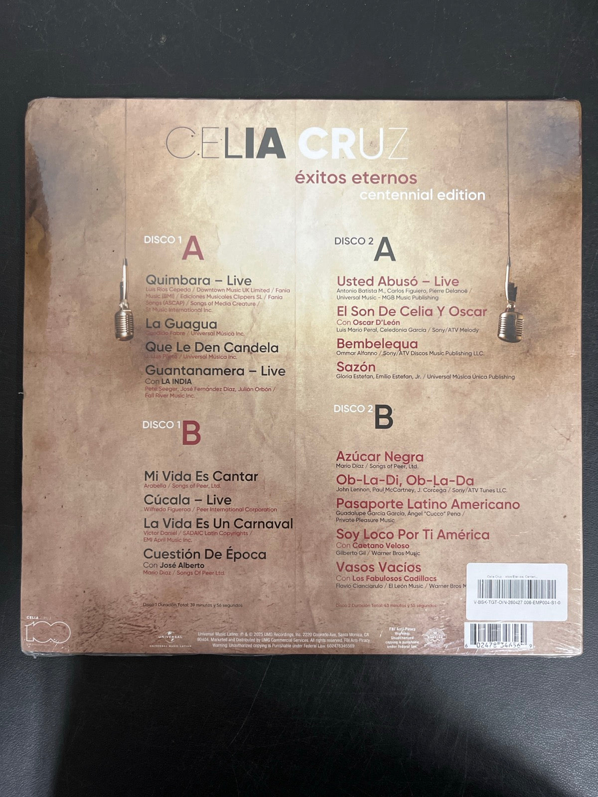 BACK - Celia Cruz - Éxitos Eternos: Centenn ... LE Cherry Marble Vinyl USED NOT TESTED