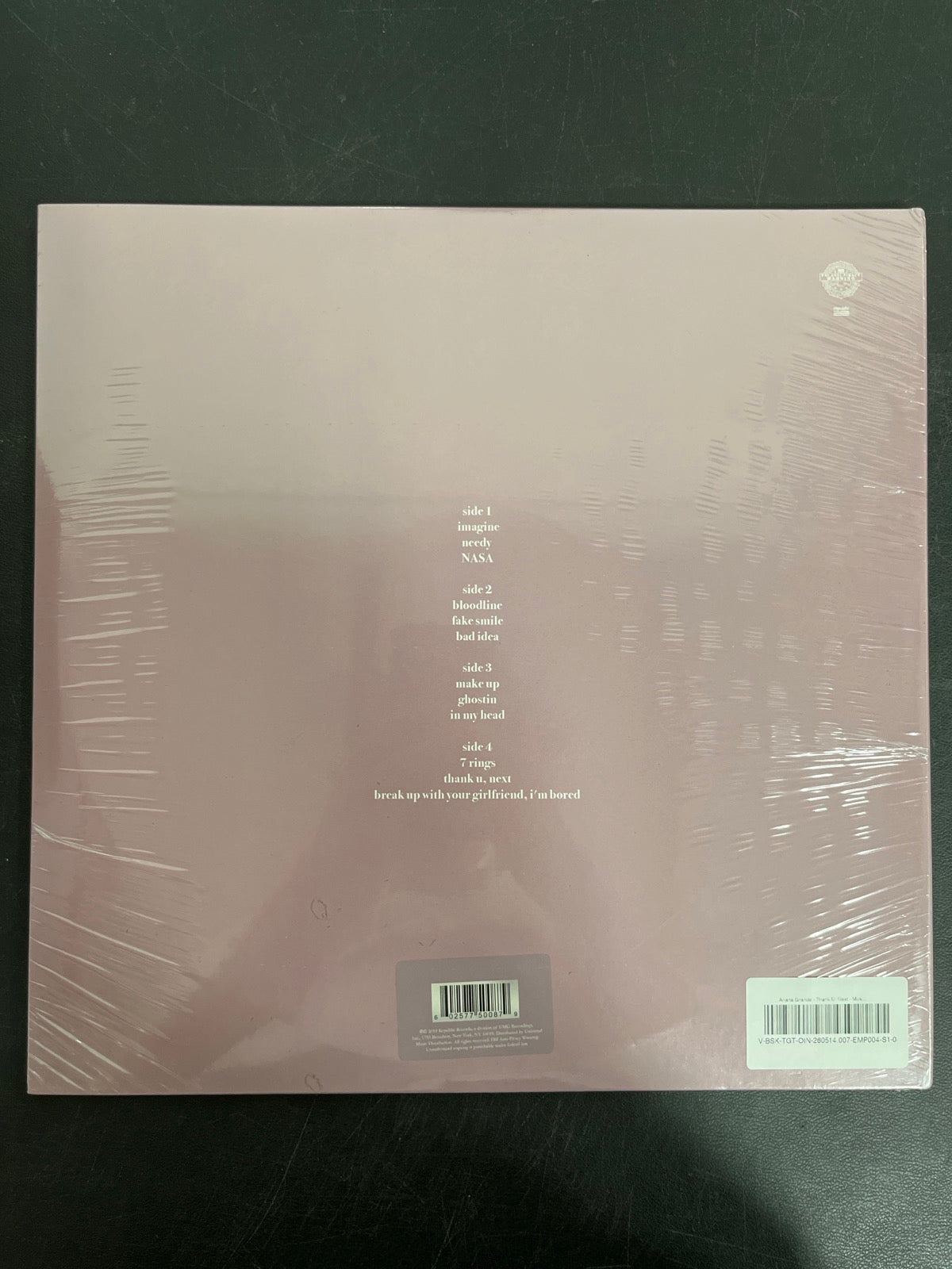 BACK - Ariana Grande - Thank U, Next LE Clear Vinyl SEALED NOT TESTED