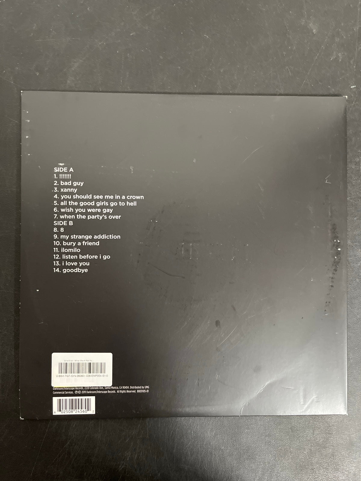BACK - Billie Eilish - WHEN WE ALL FALL ... LE Green Vinyl USED NOT TESTED