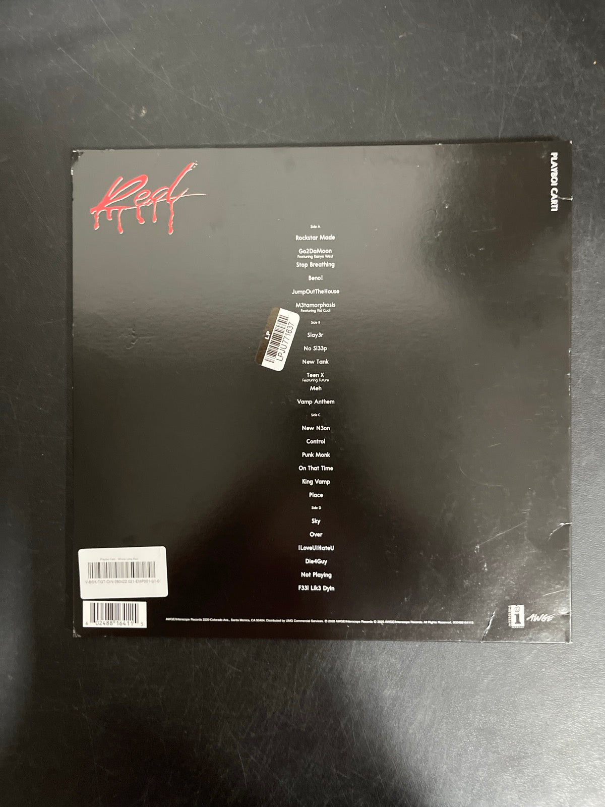 BACK - Playboi Carti - Whole Lotta Red LE Red Vinyl USED NOT TESTED