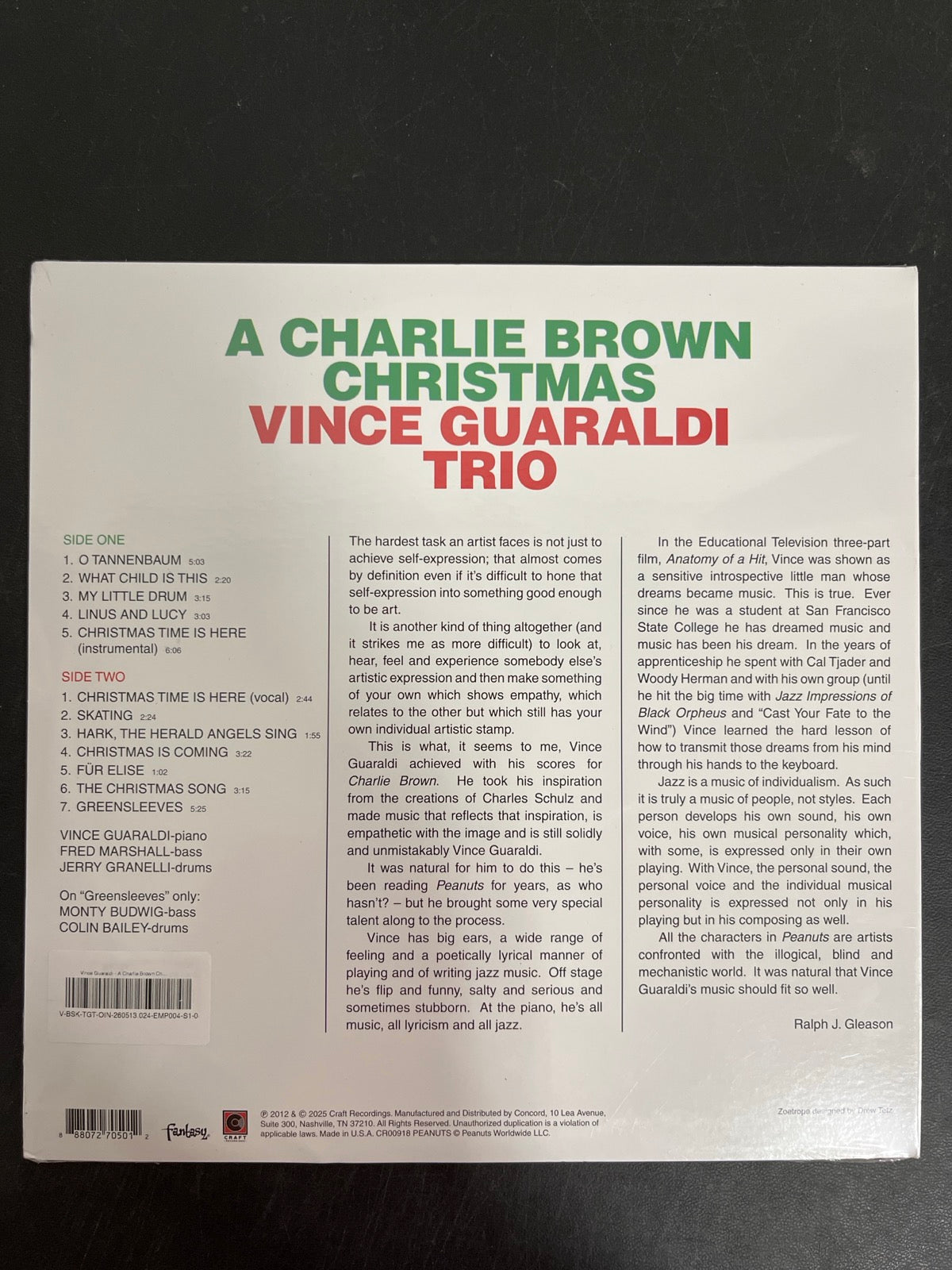 BACK - A Charlie Brown Christmas OST LE 1st Zoetrope Ed. Vinyl USED NOT TESTED