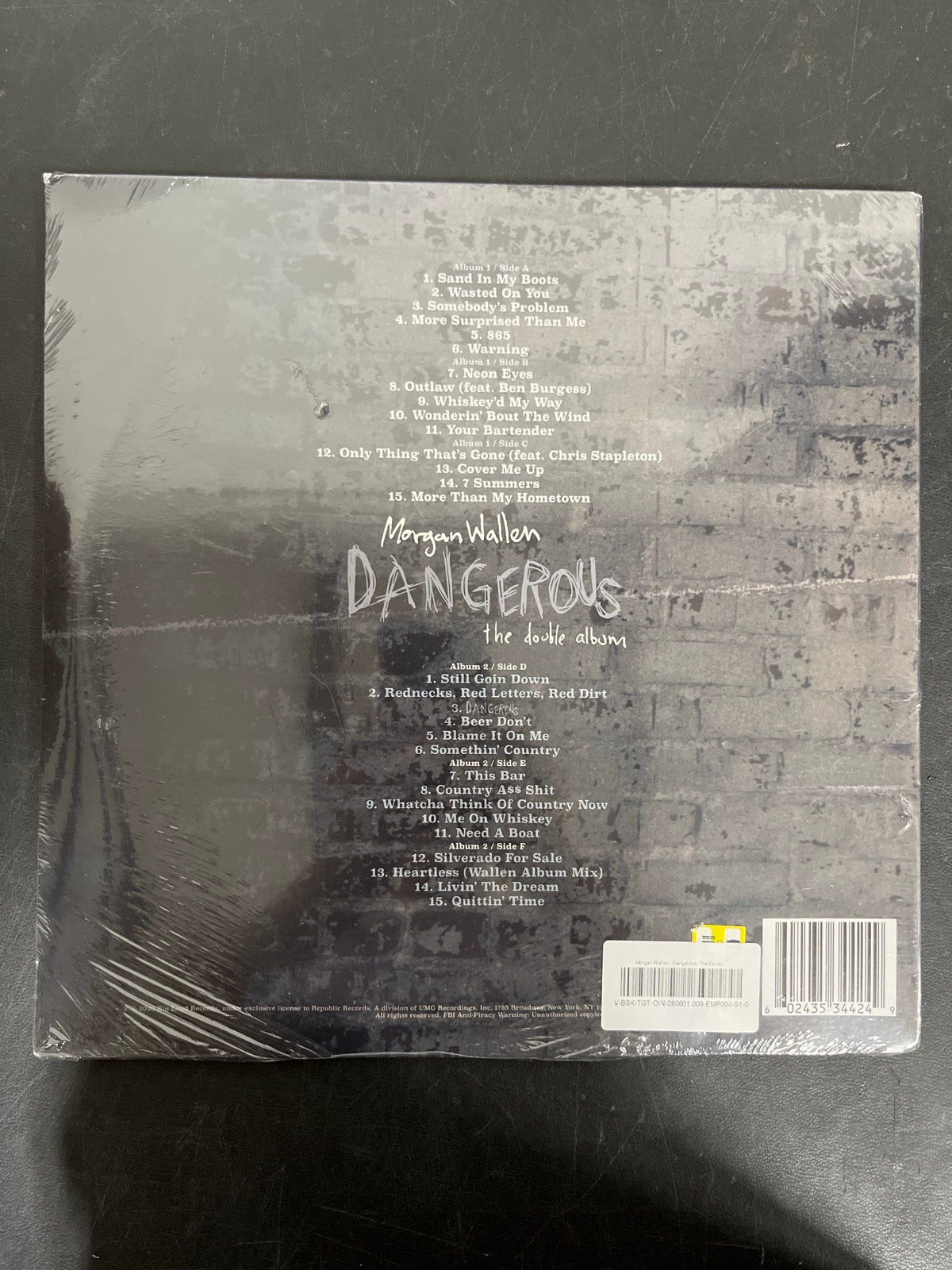 BACK - Morgan Wallen - Dangerous: The Double Album Black Vinyl USED NOT TESTED