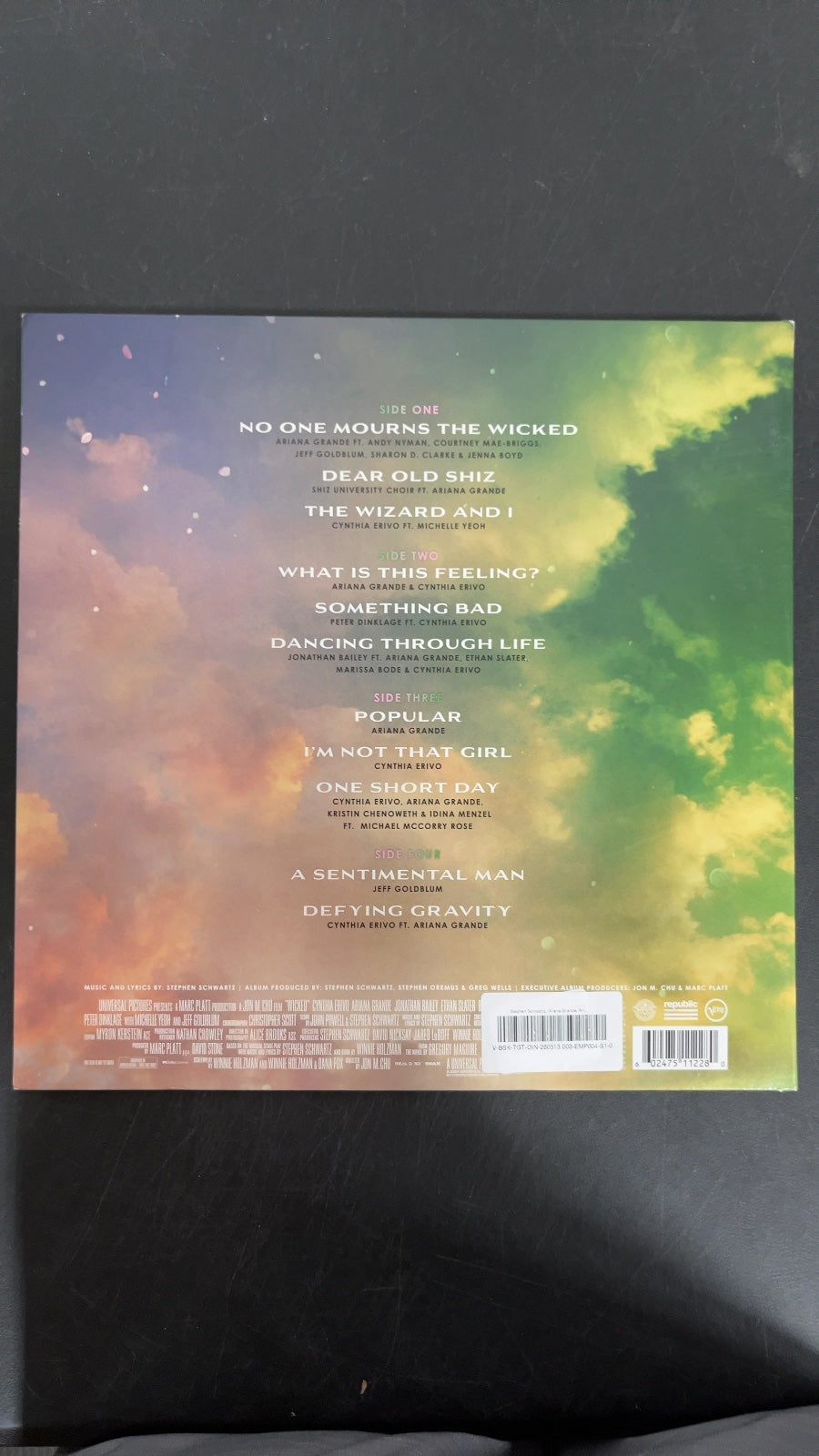 BACK - Wicked OST LE Etched Green and Pink Splatter Vinyl USED NOT TESTED