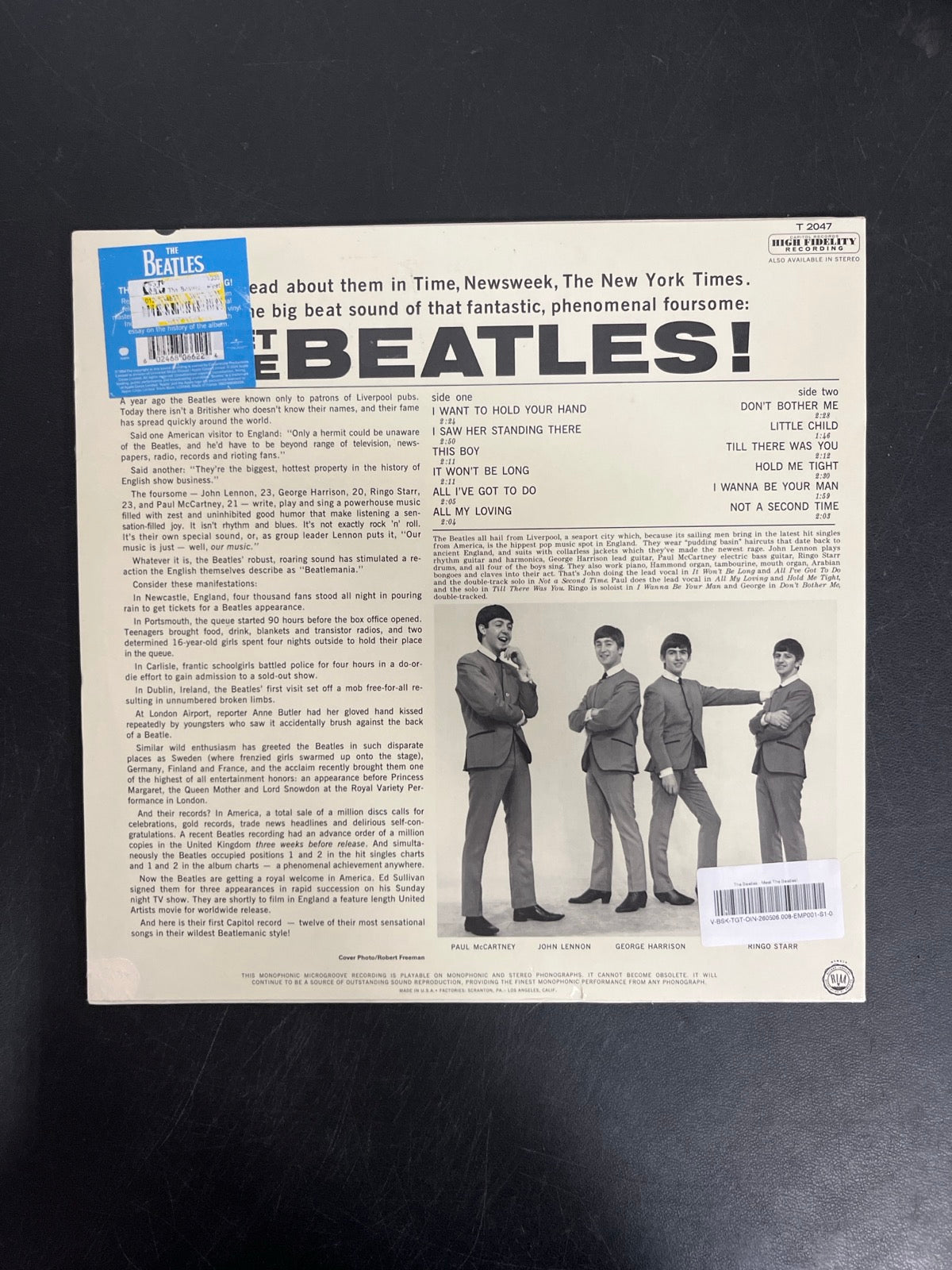 BACK - The Beatles - Meet The Beatles! 180gm Blue Vinyl USED NOT TESTED
