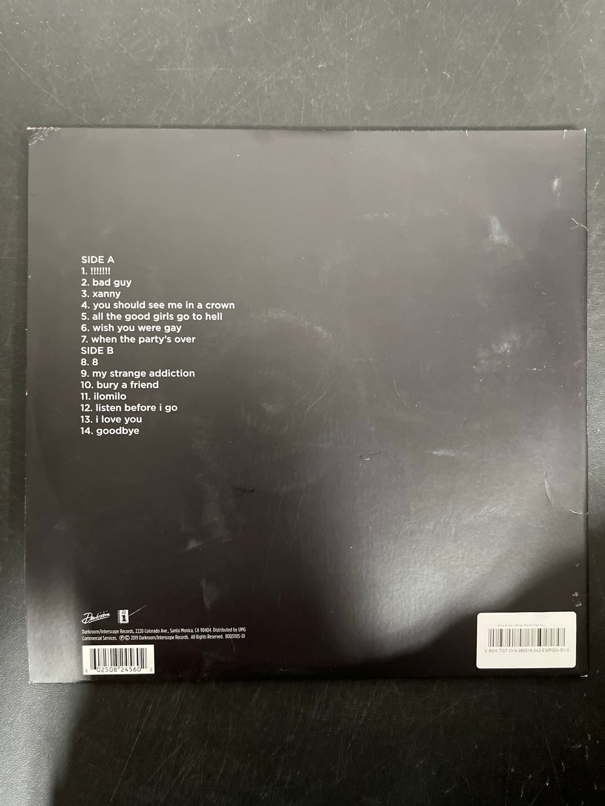 BACK - Billie Eilish - WHEN WE ALL FALL ... LE Green Vinyl USED NOT TESTED