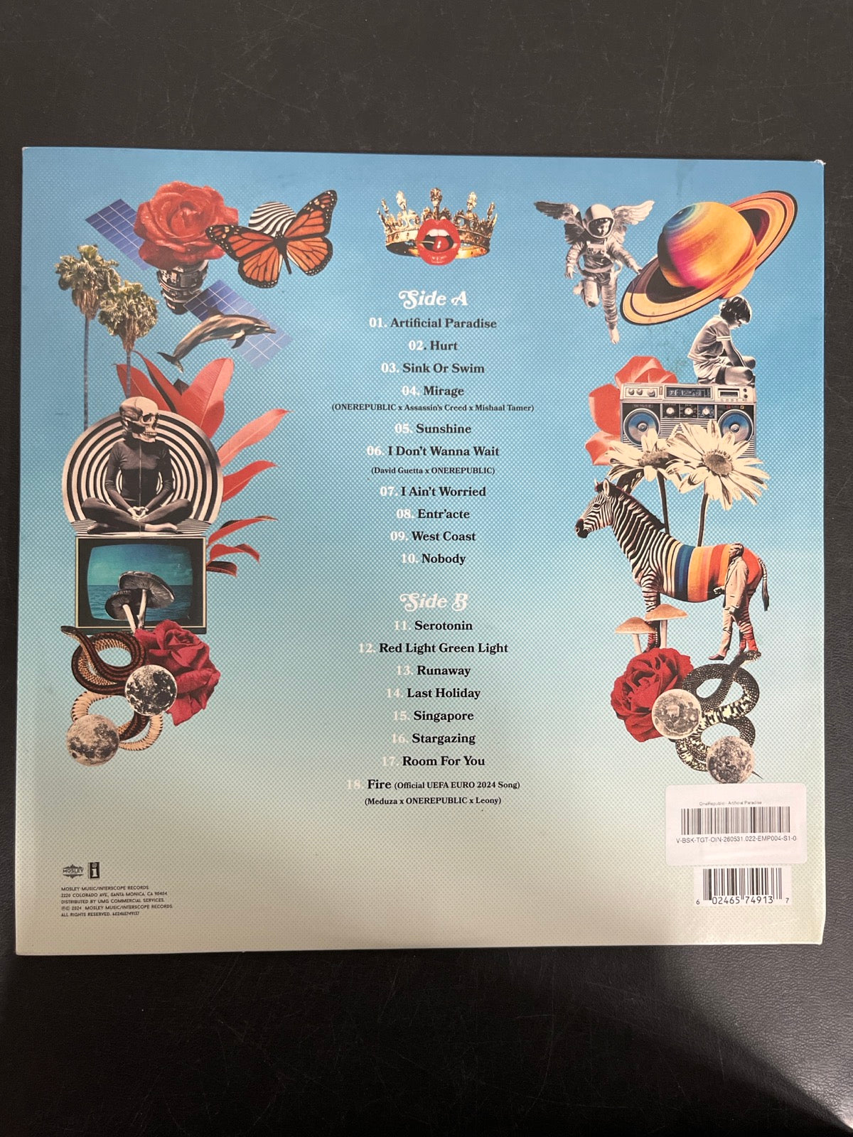 BACK - OneRepublic - Artificial Paradise LE Blue Vinyl USED NOT TESTED