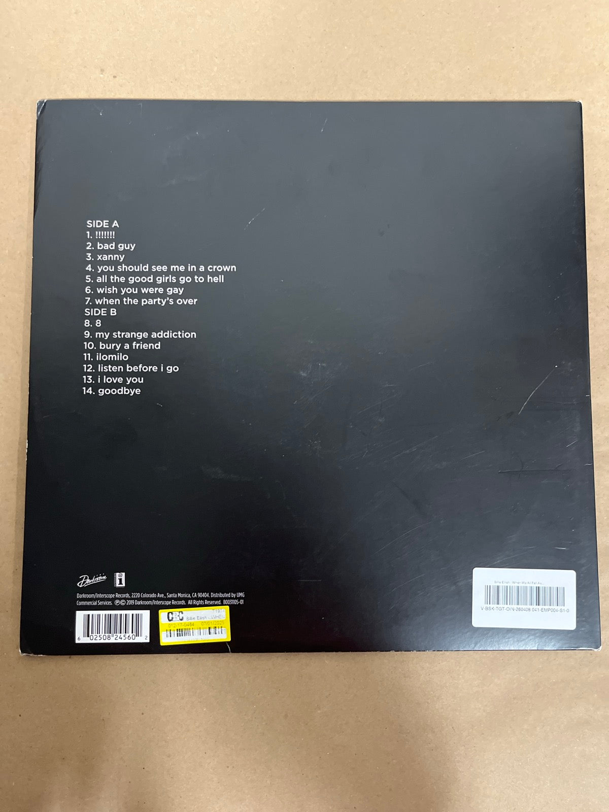 BACK - Billie Eilish - WHEN WE ALL FALL ... LE Green Vinyl USED NOT TESTED