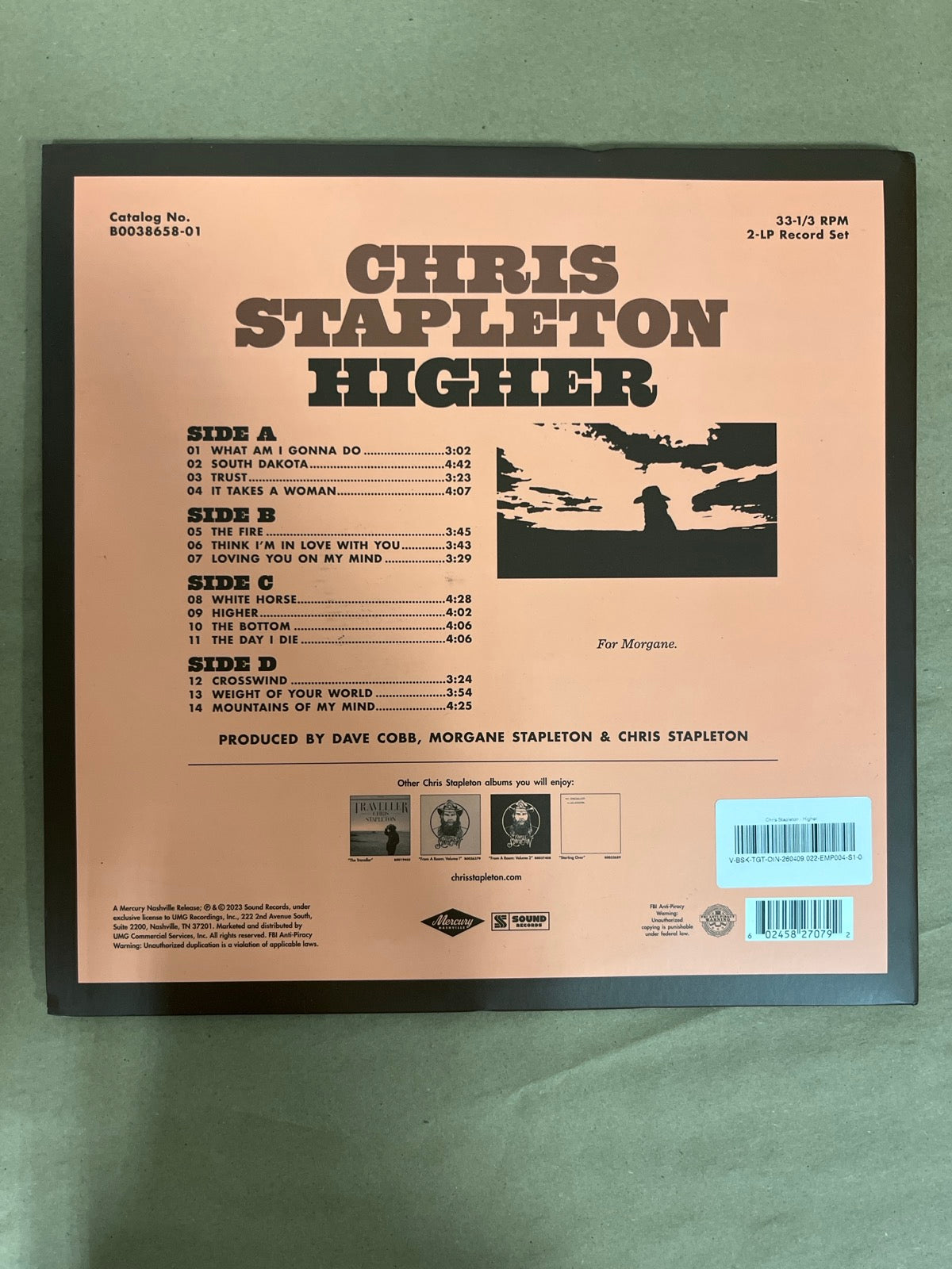 BACK - Chris Stapleton - Higher Target Exclusive 180gm Pink Vinyl USED NOT TESTED