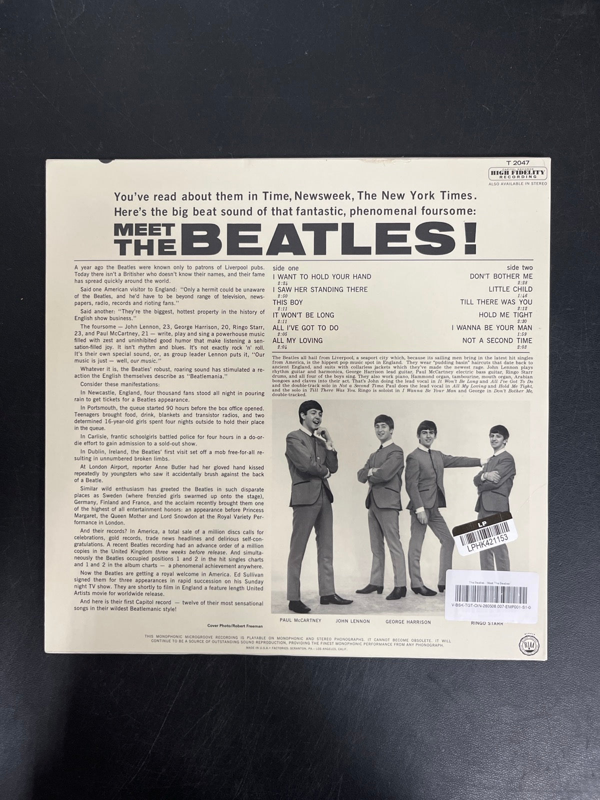 BACK - The Beatles - Meet The Beatles! 180gm Blue Vinyl USED NOT TESTED