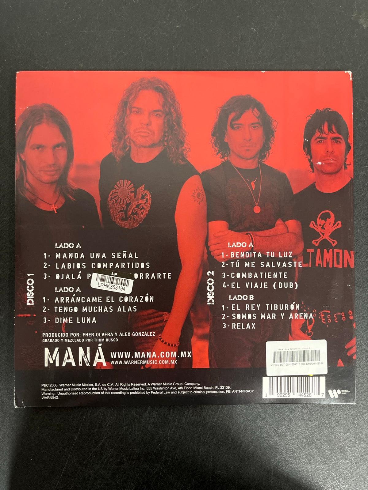 BACK - Maná - Amar Es Combatir LE Purple / Black Vinyl USED NOT TESTED