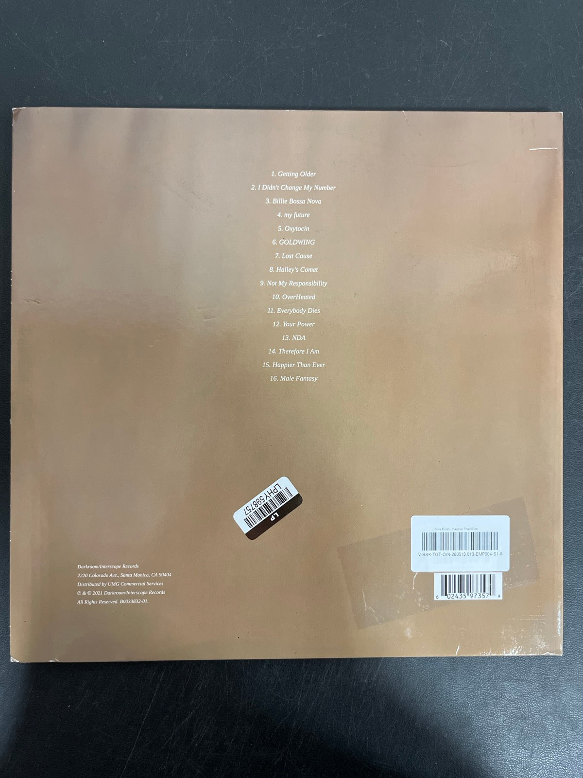 BACK - Billie Eilish - Happier Than Ever LE Light Blue Etched Vinyl USED NOT TESTED