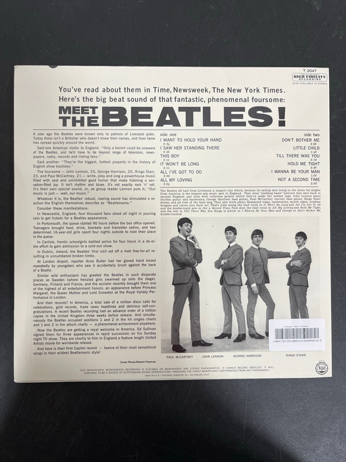 BACK - The Beatles - Meet The Beatles! 180gm Blue Vinyl USED NOT TESTED
