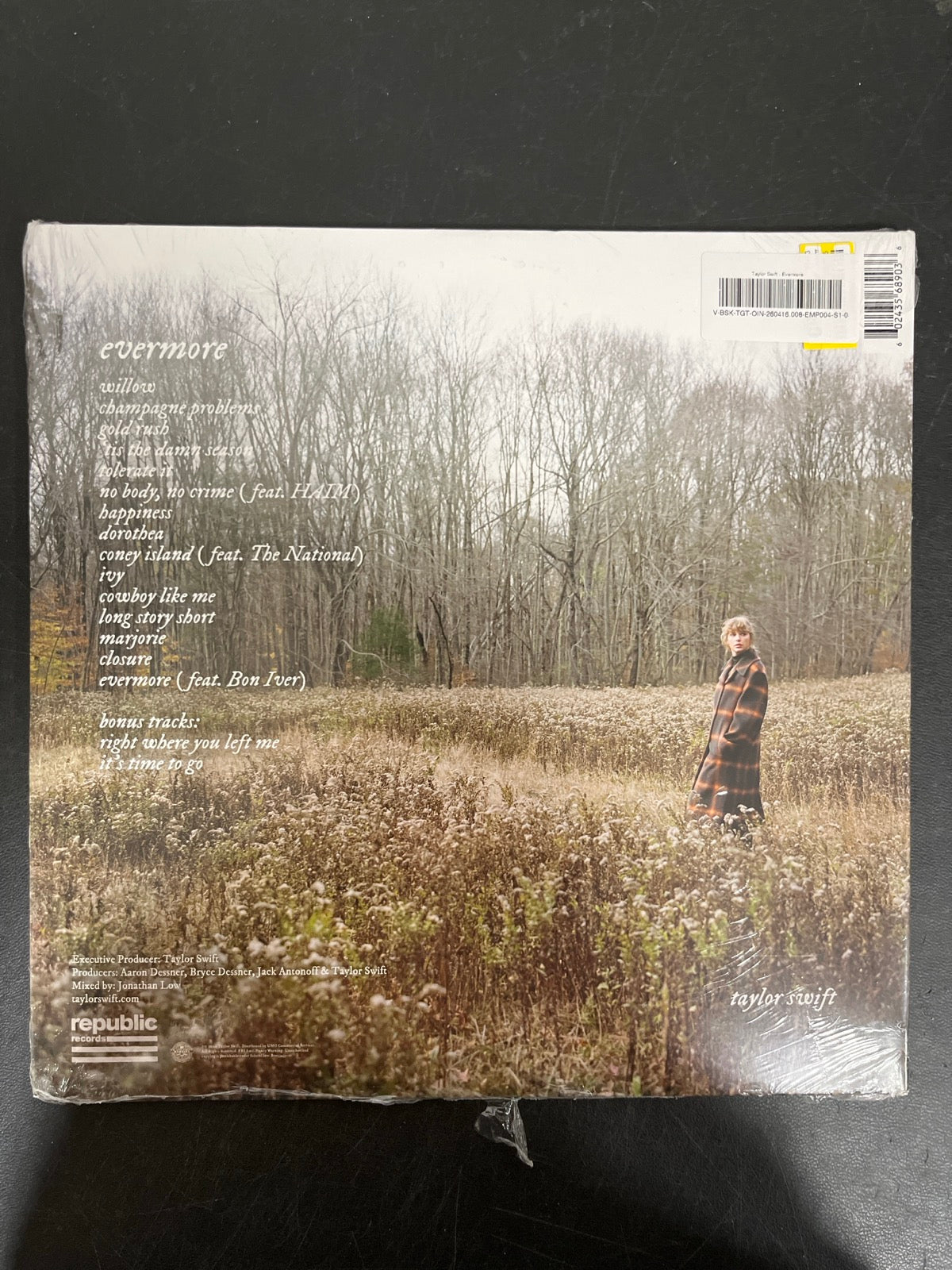 BACK - Taylor Swift - Evermore LE Translucent Red Etched Vinyl USED NOT TESTED