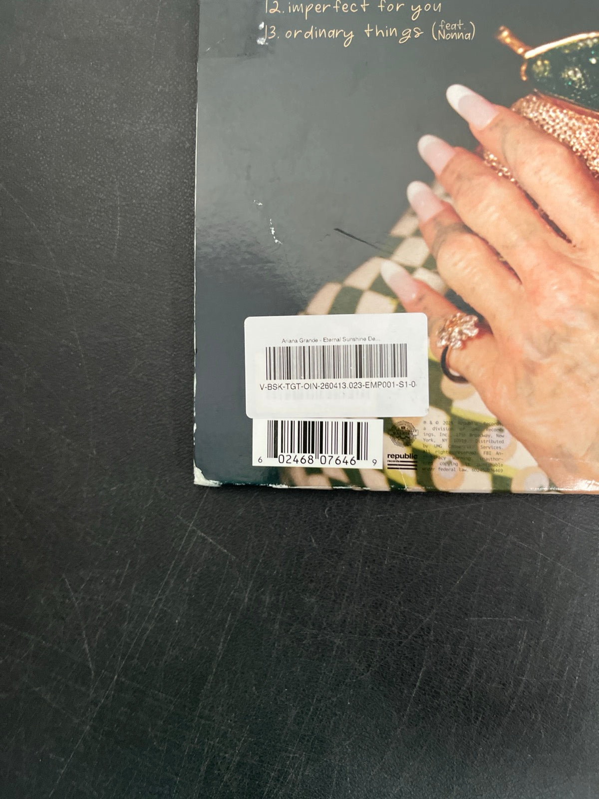 BACK_BL - Ariana Grande - Eternal Sunshine ... Clear Vinyl USED NOT TESTED