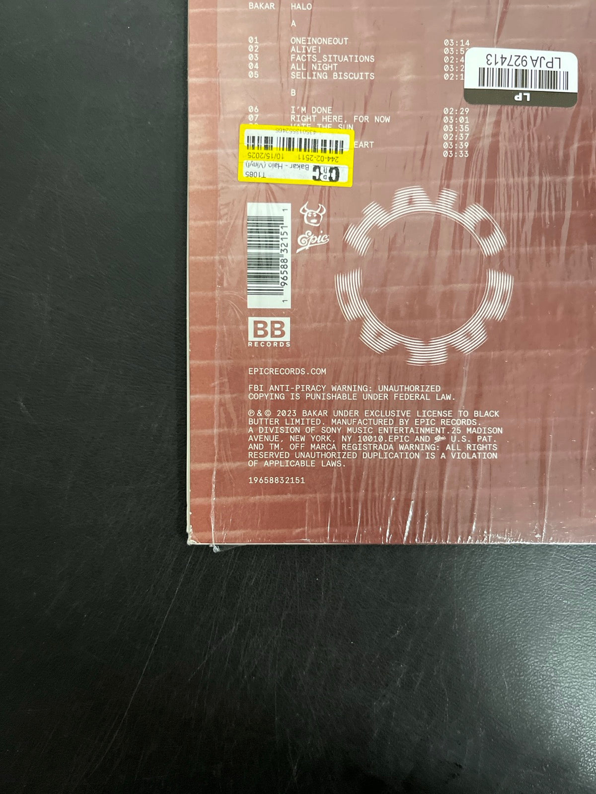 BACK_BL - Bakar - Halo LE Clear Vinyl USED NOT TESTED