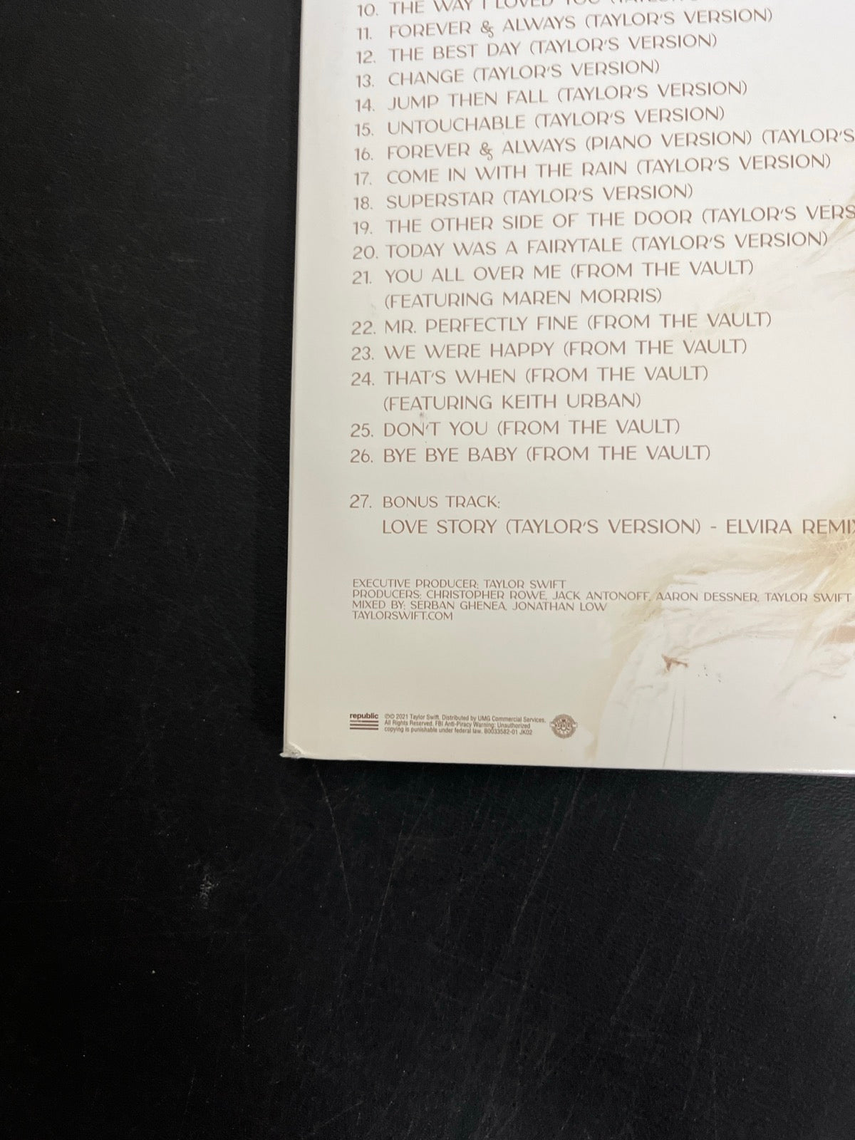 BACK_BL - Taylor Swift - Fearless (Taylor's Version) Red Numbered Vinyl USED NOT TESTED