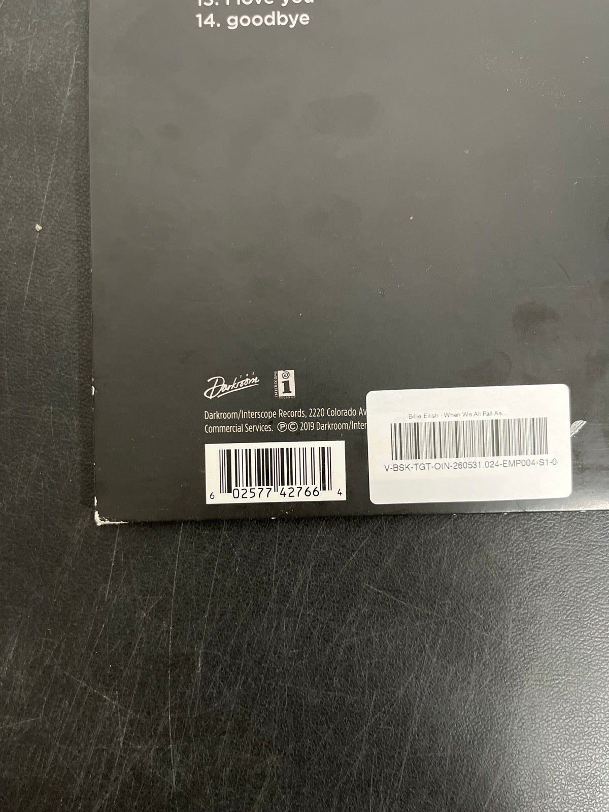 BACK_BL - Billie Eilish - WHEN WE ALL FALL ... LE Orange Cream Vinyl USED NOT TESTED