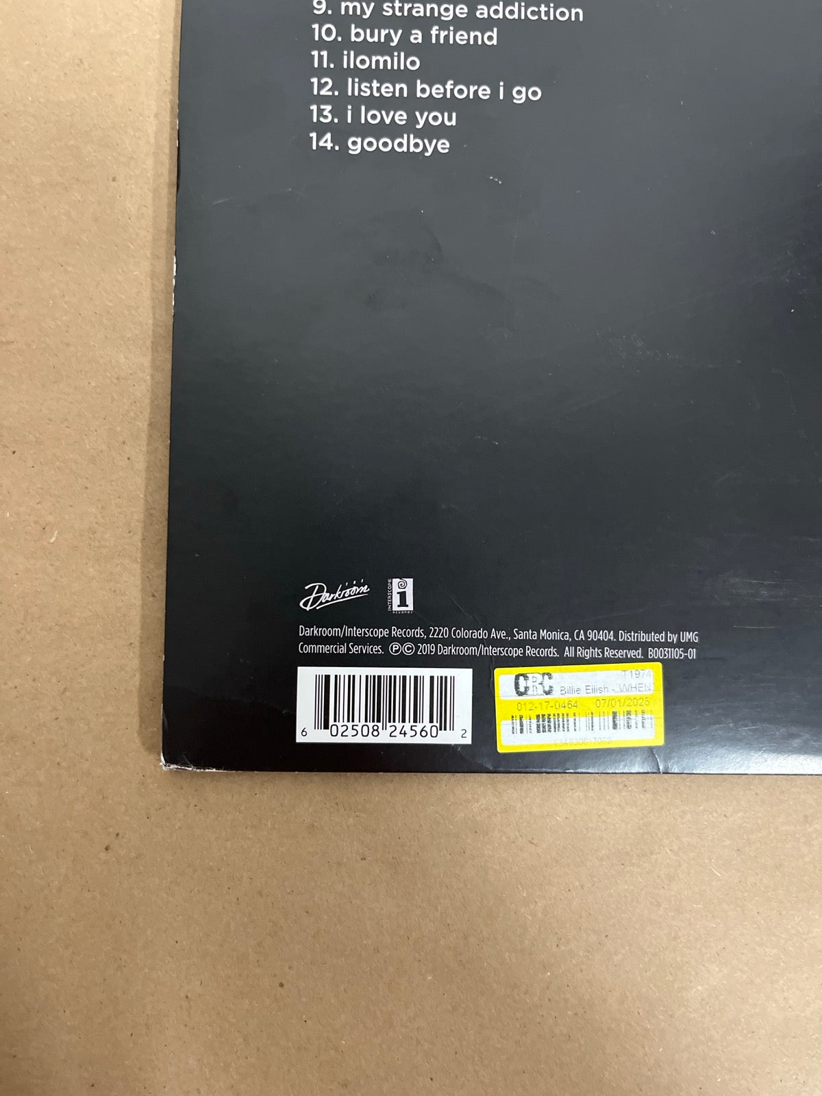 BACK_BL - Billie Eilish - WHEN WE ALL FALL ... LE Green Vinyl USED NOT TESTED