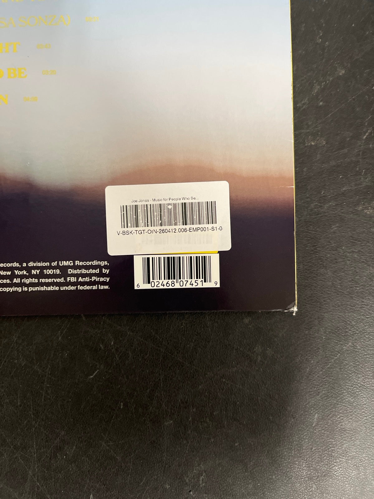 BACK_BR - Joe Jonas - Music for People Who ... Target Exclusive Blue Vinyl USED NOT TESTED