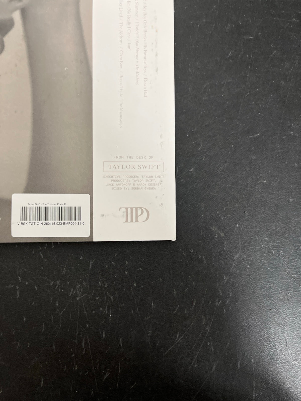 BACK_BR - Taylor Swift - The Tortured ... LE Clear Vinyl USED NOT TESTED