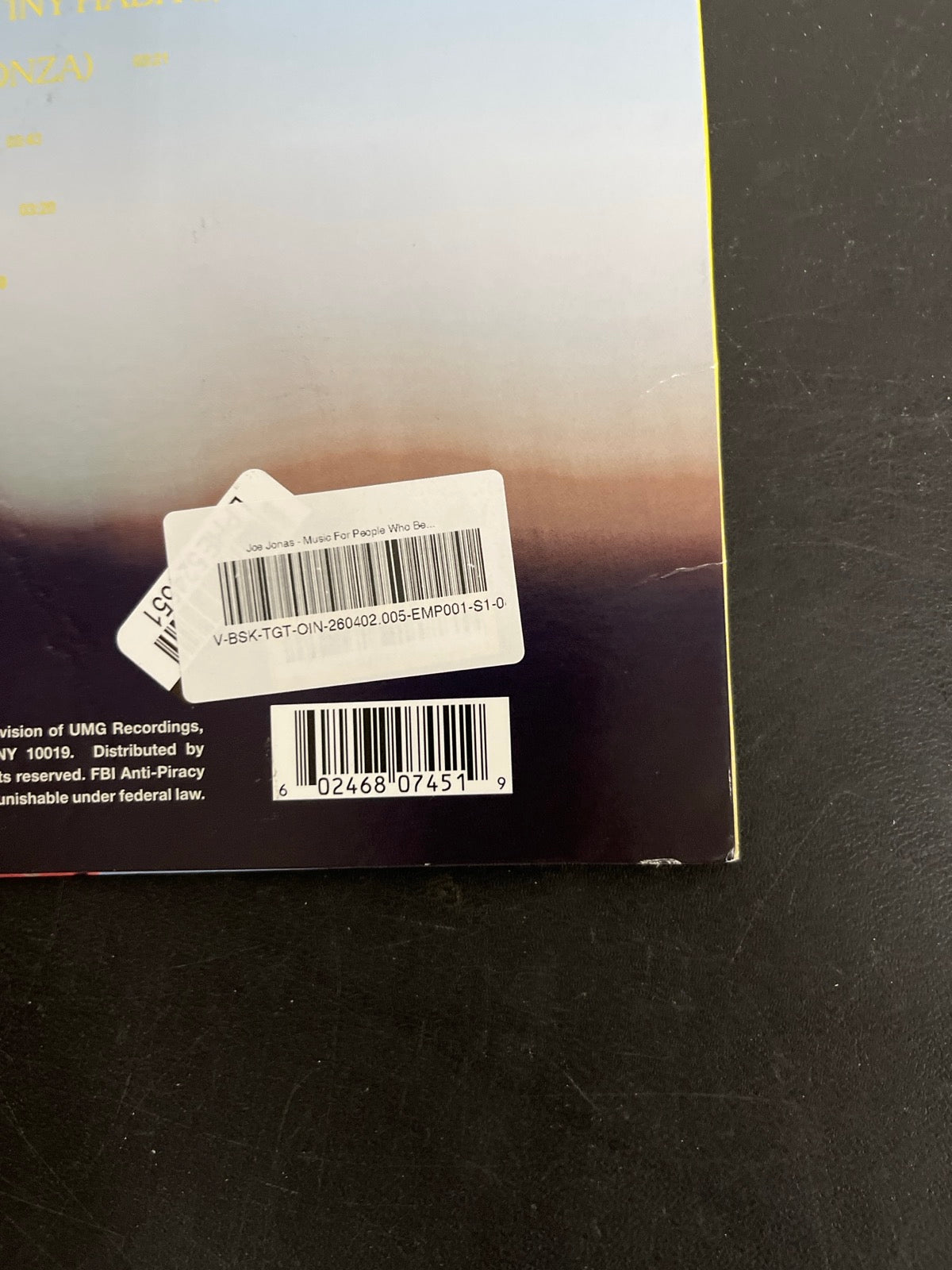 BACK_BR - Joe Jonas - Music for People Who Beli ... Target Exclusive Vinyl USED NOT TESTED
