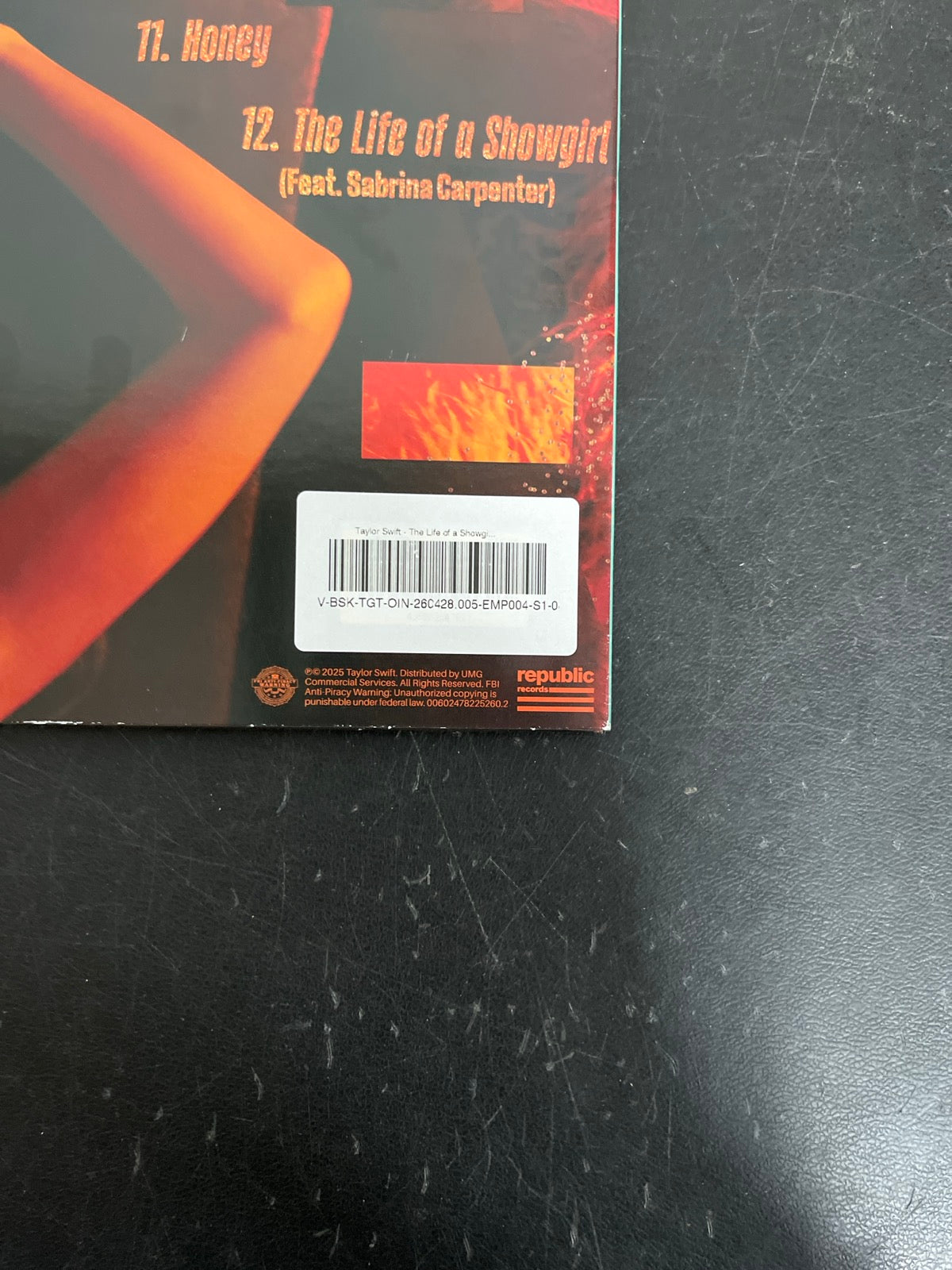BACK_BR - Taylor Swift - The Life Of A... LE Orange Glitter Vinyl USED NOT TESTED