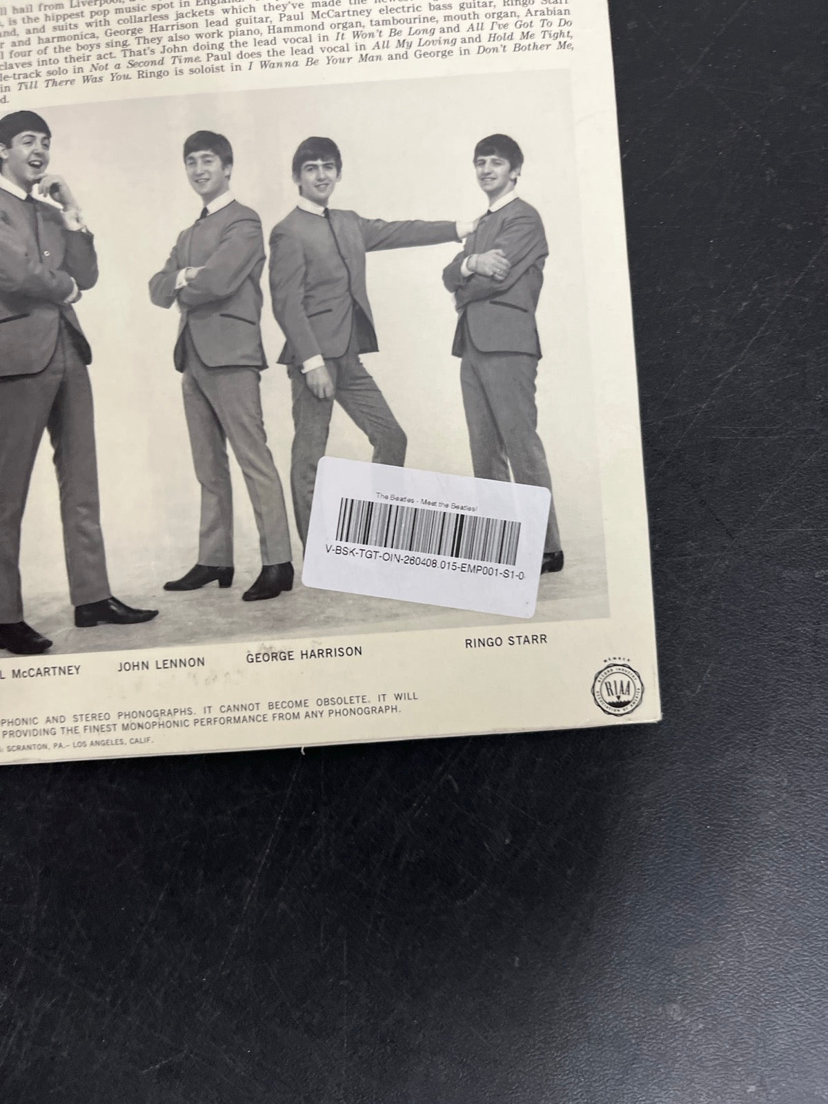 BACK_BR - The Beatles - Meet The Beatles! 180gm Blue Vinyl USED NOT TESTED