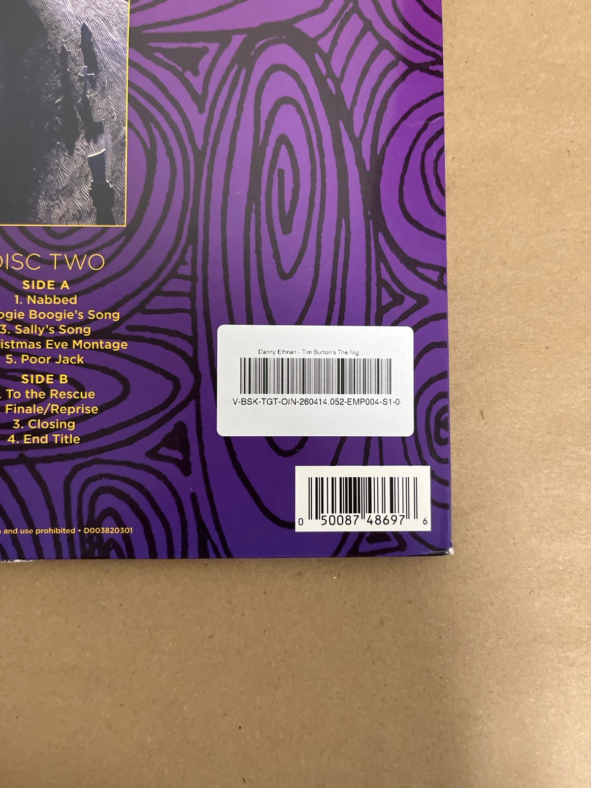 BACK_BR - Danny Elfman - Tim Burton's The ... LE Purple/Yellow Vinyl USED NOT TESTED