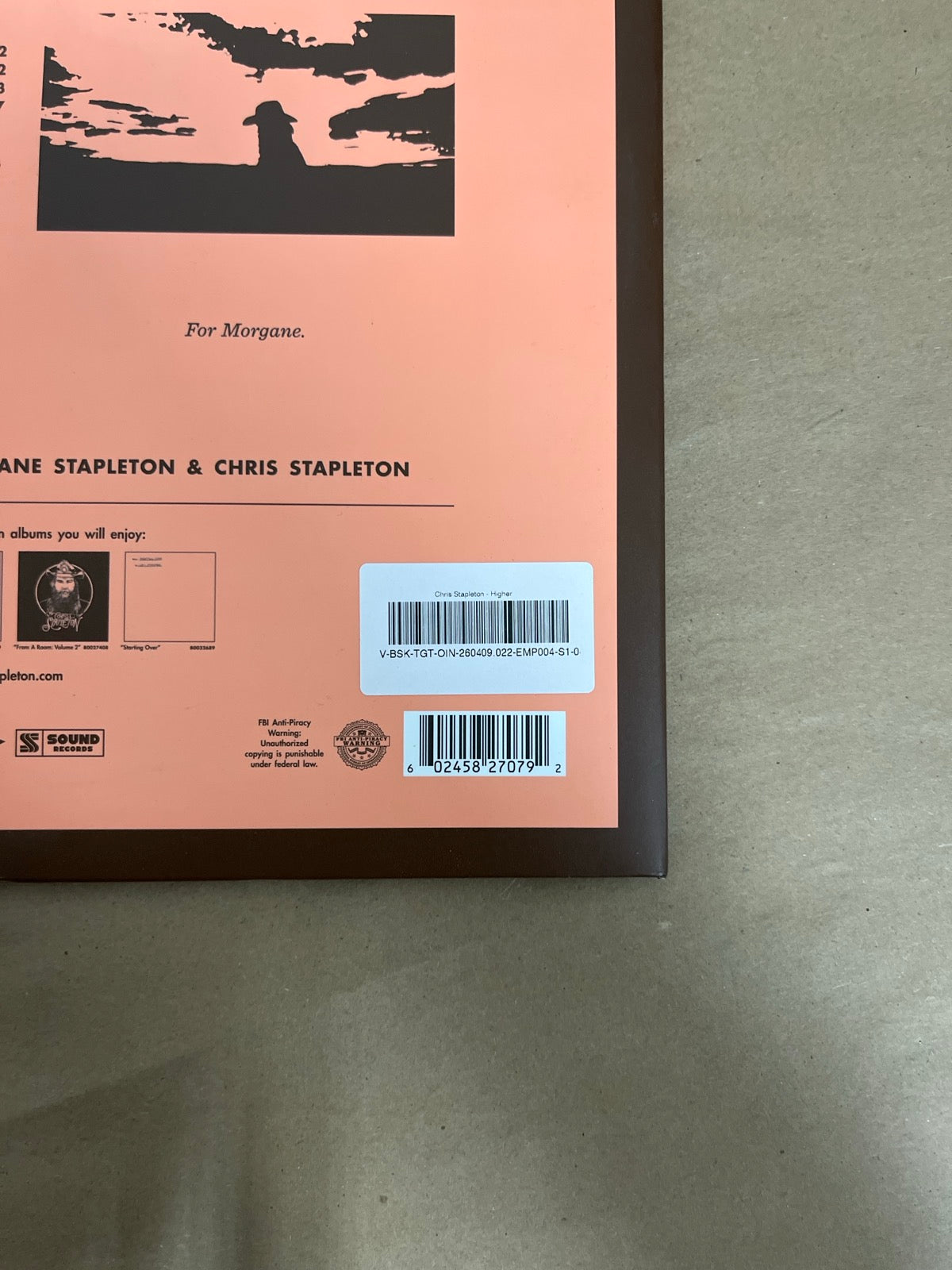 BACK_BR - Chris Stapleton - Higher Target Exclusive 180gm Pink Vinyl USED NOT TESTED