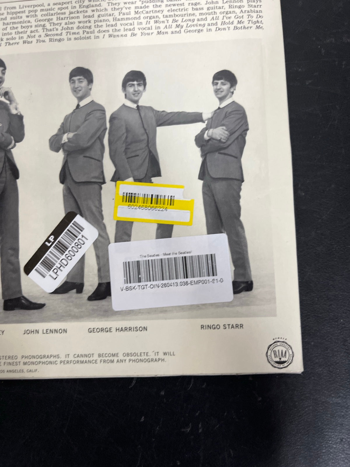 BACK_BR - The Beatles - Meet The Beatles! 180gm Blue Vinyl USED NOT TESTED